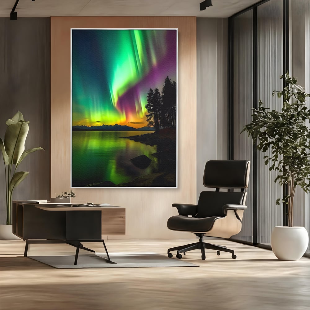 Tablou Canvas Premium LuxCanva® C1168, Aurora Boreala , Culori, Natura, Polul Nord, Bar, Relaxare, Culori Vibrante