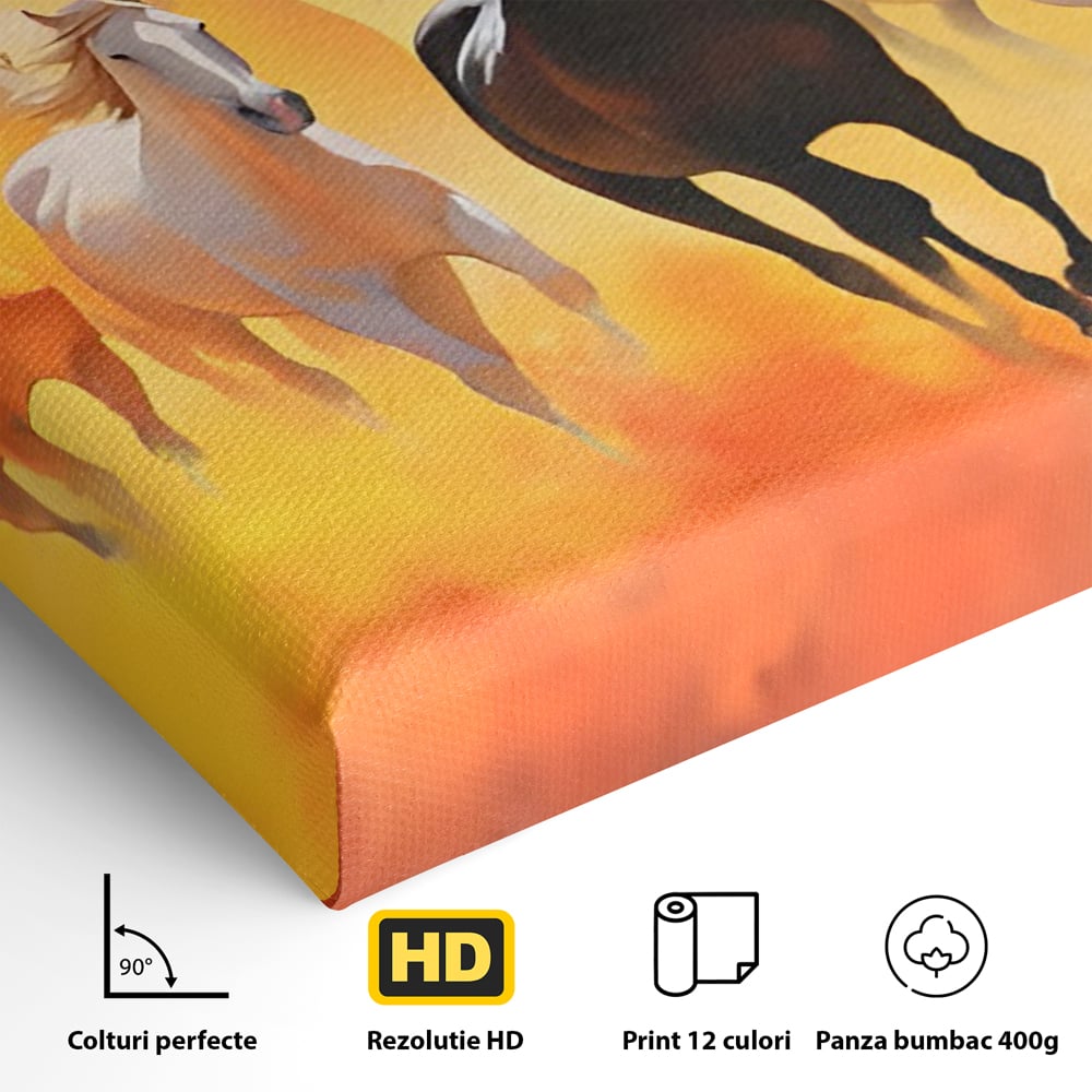 Leinwandbilder Leinwand Premium LuxCanva® C1170, Wilde und freie Pferde, Farben, Natur, Tiere, Freiheit, Wohnzimmer, Kinderzimmer, entspannend, kräftige Farben