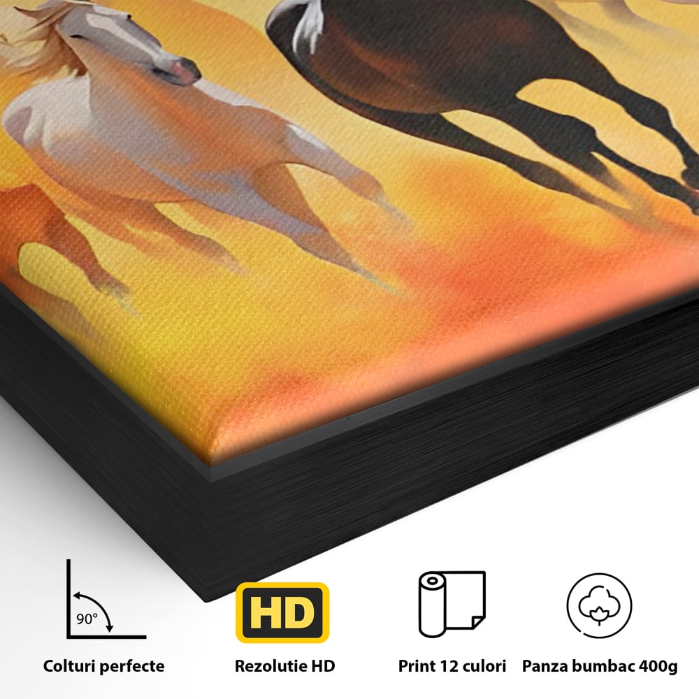 Leinwandbilder Leinwand Premium LuxCanva® C1170, Wilde und freie Pferde, Farben, Natur, Tiere, Freiheit, Wohnzimmer, Kinderzimmer, entspannend, kräftige Farben