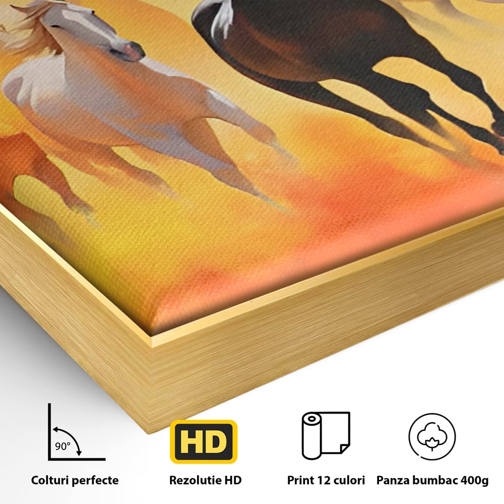 Leinwandbilder Leinwand Premium LuxCanva® C1170, Wilde und freie Pferde, Farben, Natur, Tiere, Freiheit, Wohnzimmer, Kinderzimmer, entspannend, kräftige Farben