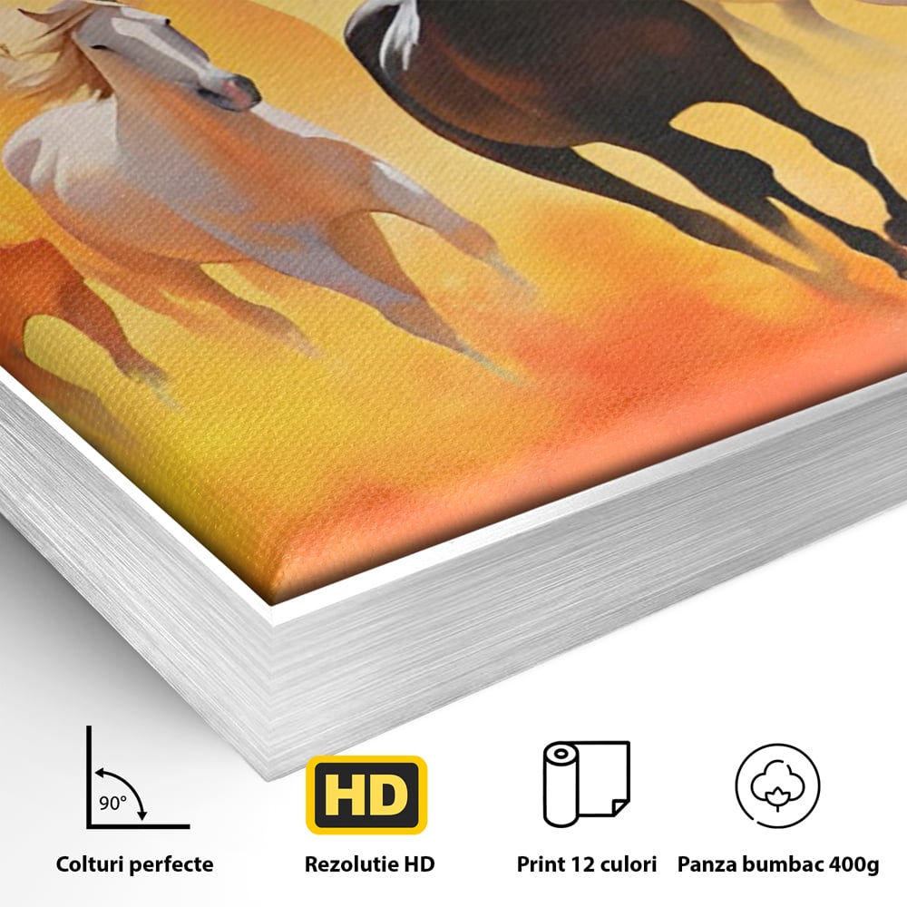 Leinwandbilder Leinwand Premium LuxCanva® C1170, Wilde und freie Pferde, Farben, Natur, Tiere, Freiheit, Wohnzimmer, Kinderzimmer, entspannend, kräftige Farben