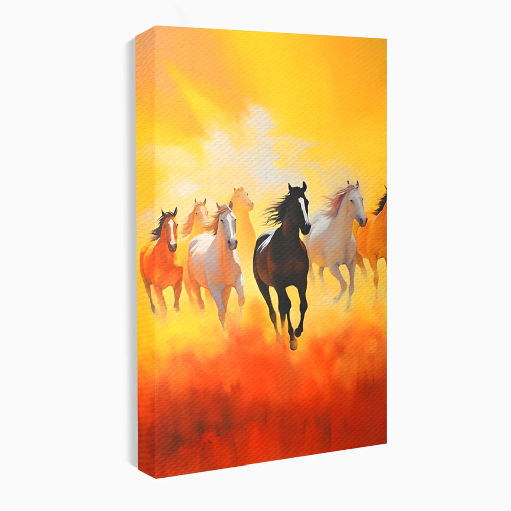 Leinwandbilder Leinwand Premium LuxCanva® C1170, Wilde und freie Pferde, Farben, Natur, Tiere, Freiheit, Wohnzimmer, Kinderzimmer, entspannend, kräftige Farben