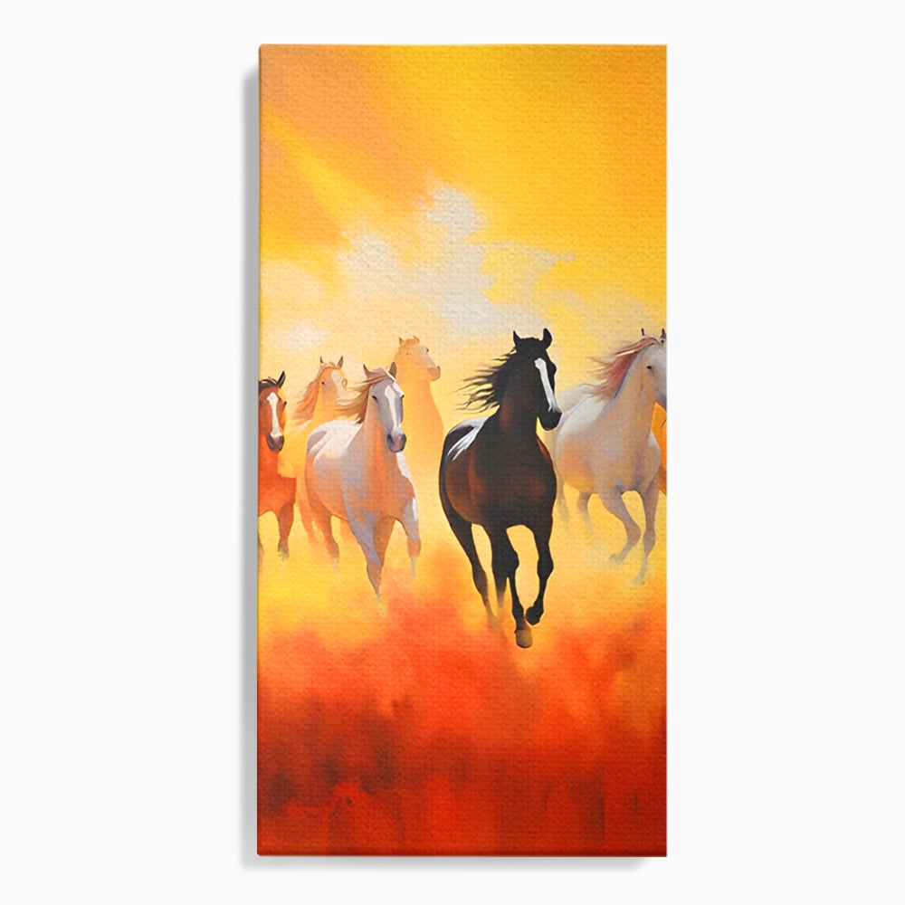 Leinwandbilder Leinwand Premium LuxCanva® C1170, Wilde und freie Pferde, Farben, Natur, Tiere, Freiheit, Wohnzimmer, Kinderzimmer, entspannend, kräftige Farben