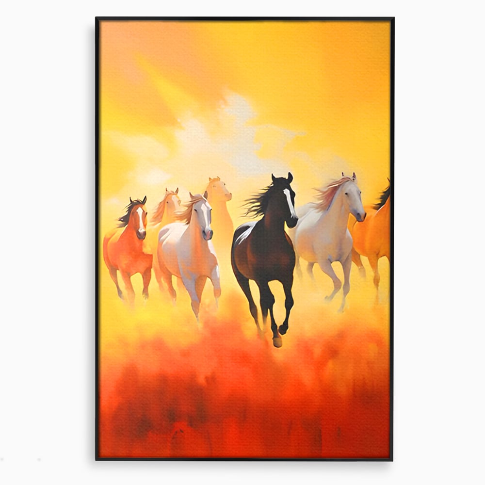 Leinwandbilder Leinwand Premium LuxCanva® C1170, Wilde und freie Pferde, Farben, Natur, Tiere, Freiheit, Wohnzimmer, Kinderzimmer, entspannend, kräftige Farben