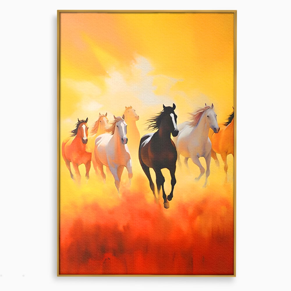 Leinwandbilder Leinwand Premium LuxCanva® C1170, Wilde und freie Pferde, Farben, Natur, Tiere, Freiheit, Wohnzimmer, Kinderzimmer, entspannend, kräftige Farben