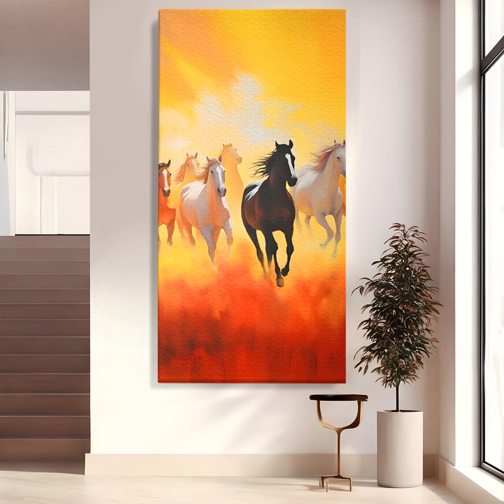 Leinwandbilder Leinwand Premium LuxCanva® C1170, Wilde und freie Pferde, Farben, Natur, Tiere, Freiheit, Wohnzimmer, Kinderzimmer, entspannend, kräftige Farben