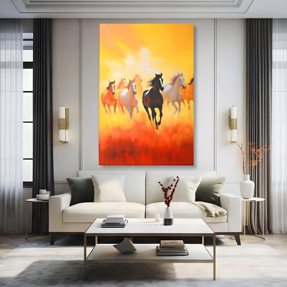 Leinwandbilder Leinwand Premium LuxCanva® C1170, Wilde und freie Pferde, Farben, Natur, Tiere, Freiheit, Wohnzimmer, Kinderzimmer, entspannend, kräftige Farben
