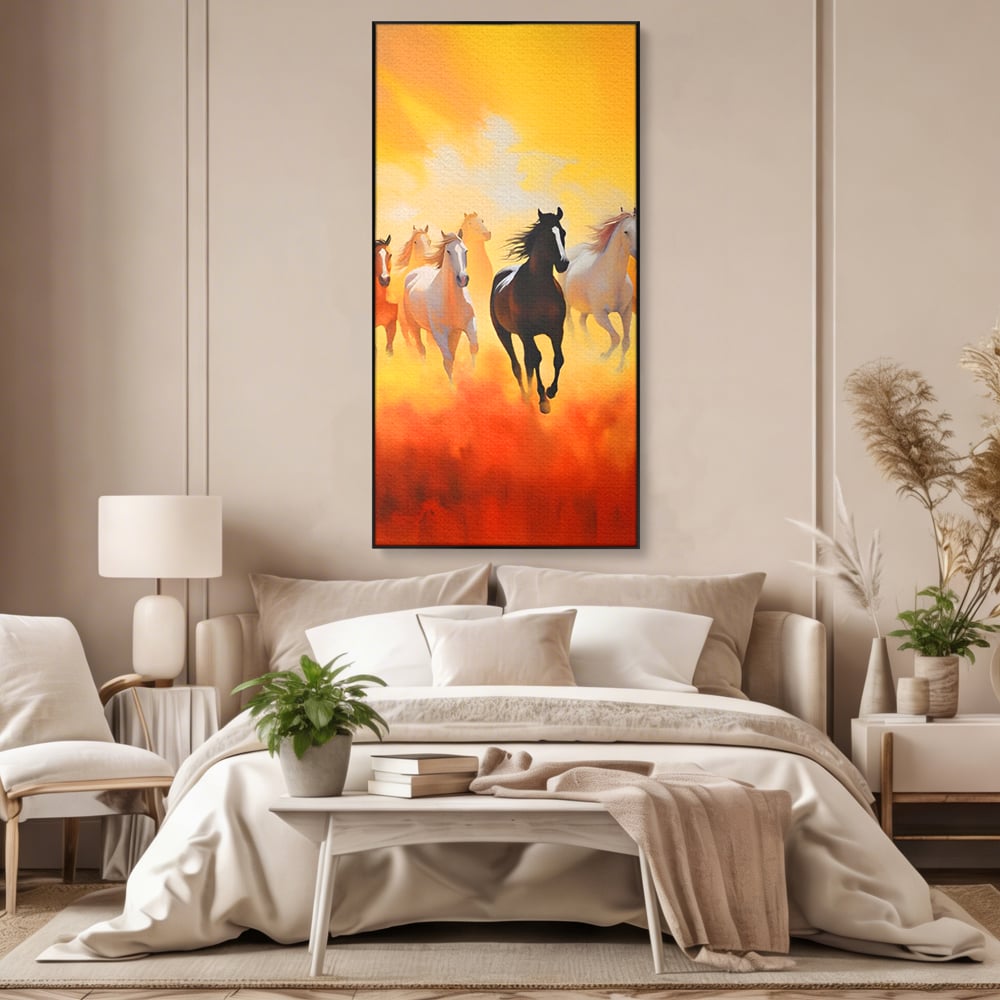 Leinwandbilder Leinwand Premium LuxCanva® C1170, Wilde und freie Pferde, Farben, Natur, Tiere, Freiheit, Wohnzimmer, Kinderzimmer, entspannend, kräftige Farben
