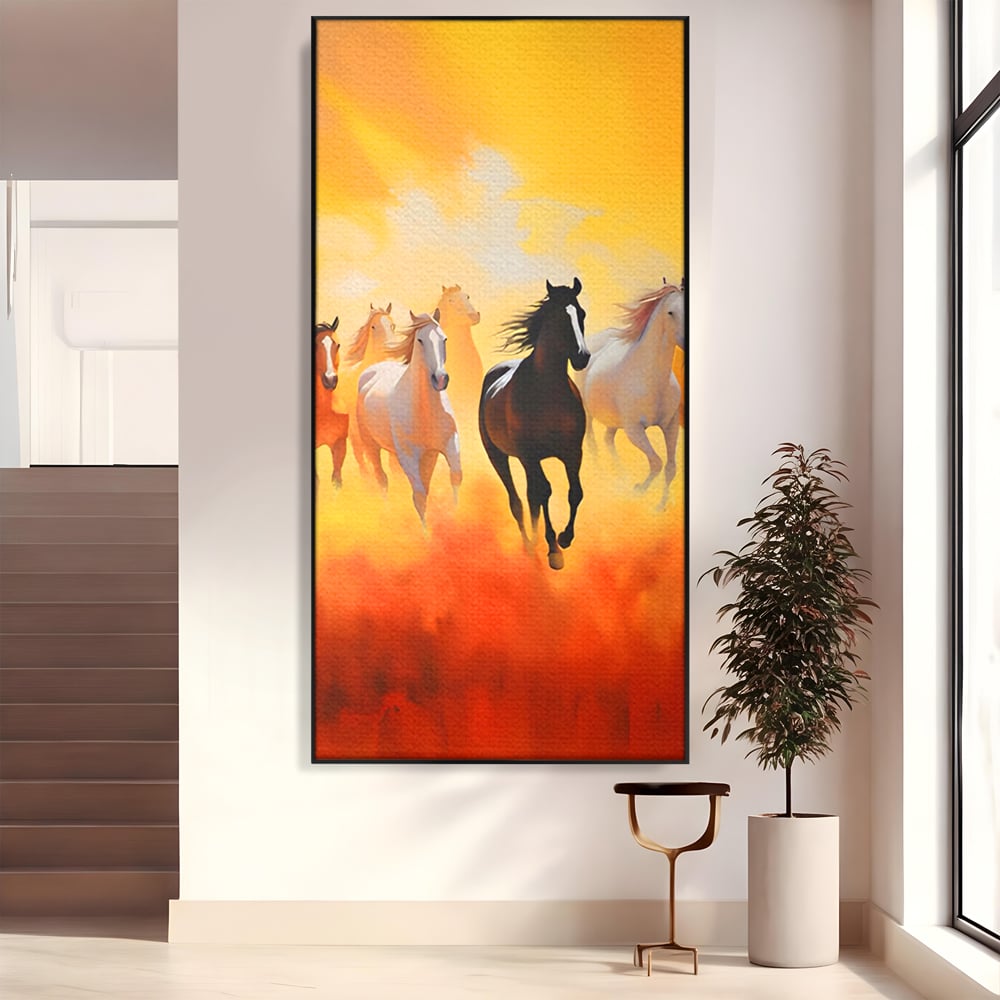 Leinwandbilder Leinwand Premium LuxCanva® C1170, Wilde und freie Pferde, Farben, Natur, Tiere, Freiheit, Wohnzimmer, Kinderzimmer, entspannend, kräftige Farben