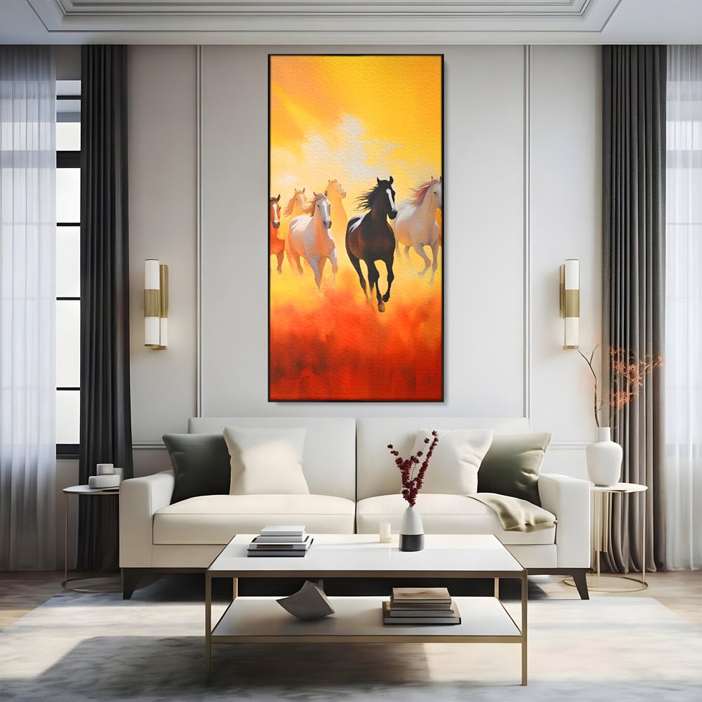 Leinwandbilder Leinwand Premium LuxCanva® C1170, Wilde und freie Pferde, Farben, Natur, Tiere, Freiheit, Wohnzimmer, Kinderzimmer, entspannend, kräftige Farben