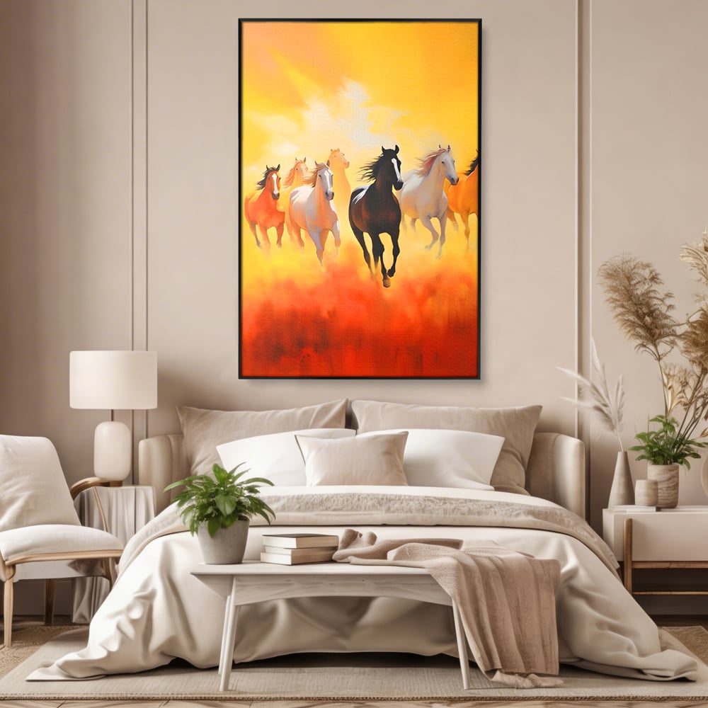 Leinwandbilder Leinwand Premium LuxCanva® C1170, Wilde und freie Pferde, Farben, Natur, Tiere, Freiheit, Wohnzimmer, Kinderzimmer, entspannend, kräftige Farben