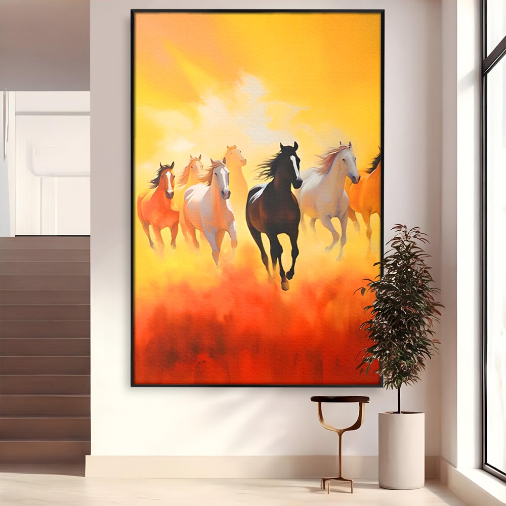 Leinwandbilder Leinwand Premium LuxCanva® C1170, Wilde und freie Pferde, Farben, Natur, Tiere, Freiheit, Wohnzimmer, Kinderzimmer, entspannend, kräftige Farben