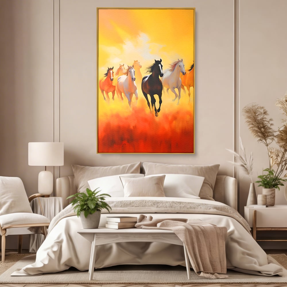 Leinwandbilder Leinwand Premium LuxCanva® C1170, Wilde und freie Pferde, Farben, Natur, Tiere, Freiheit, Wohnzimmer, Kinderzimmer, entspannend, kräftige Farben