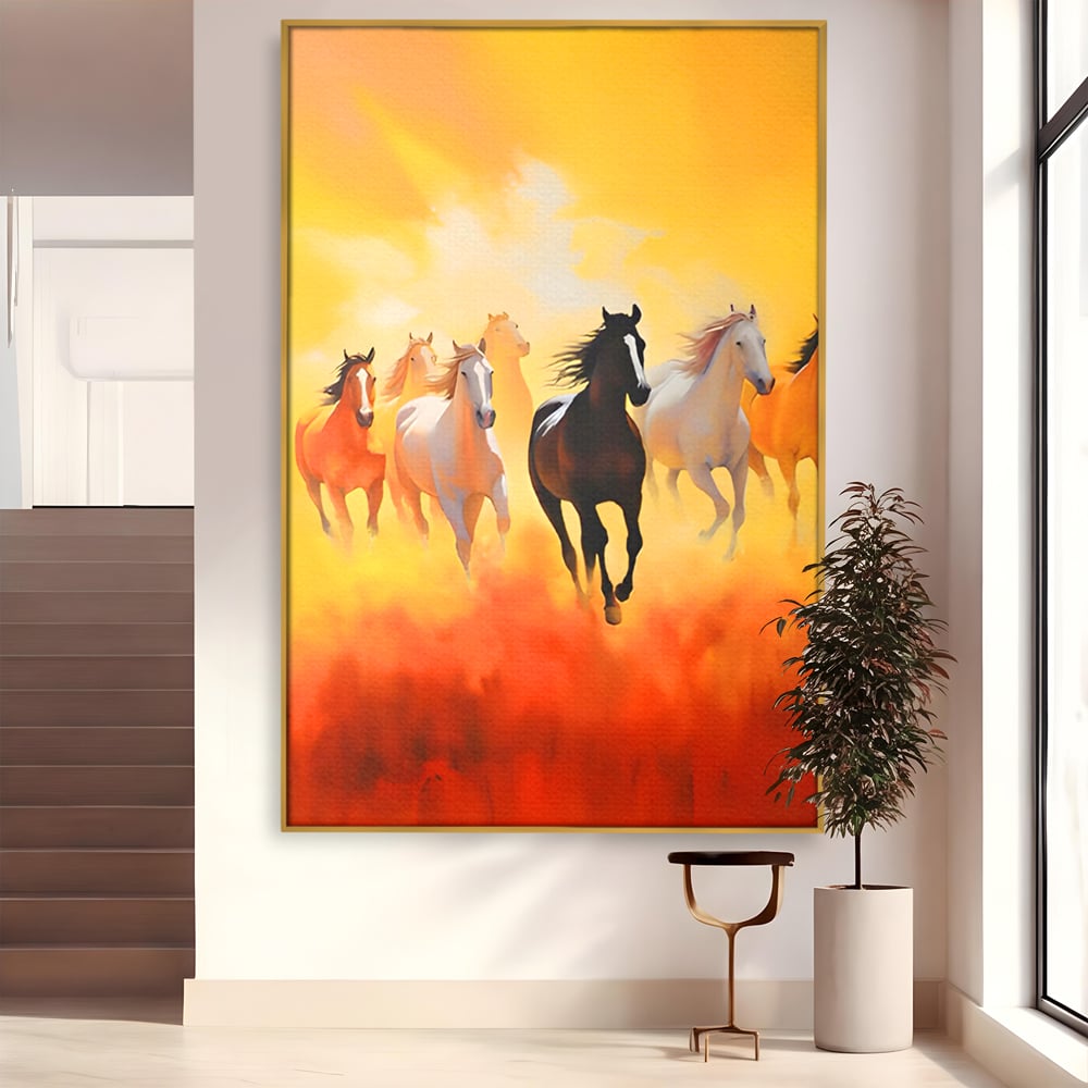 Leinwandbilder Leinwand Premium LuxCanva® C1170, Wilde und freie Pferde, Farben, Natur, Tiere, Freiheit, Wohnzimmer, Kinderzimmer, entspannend, kräftige Farben