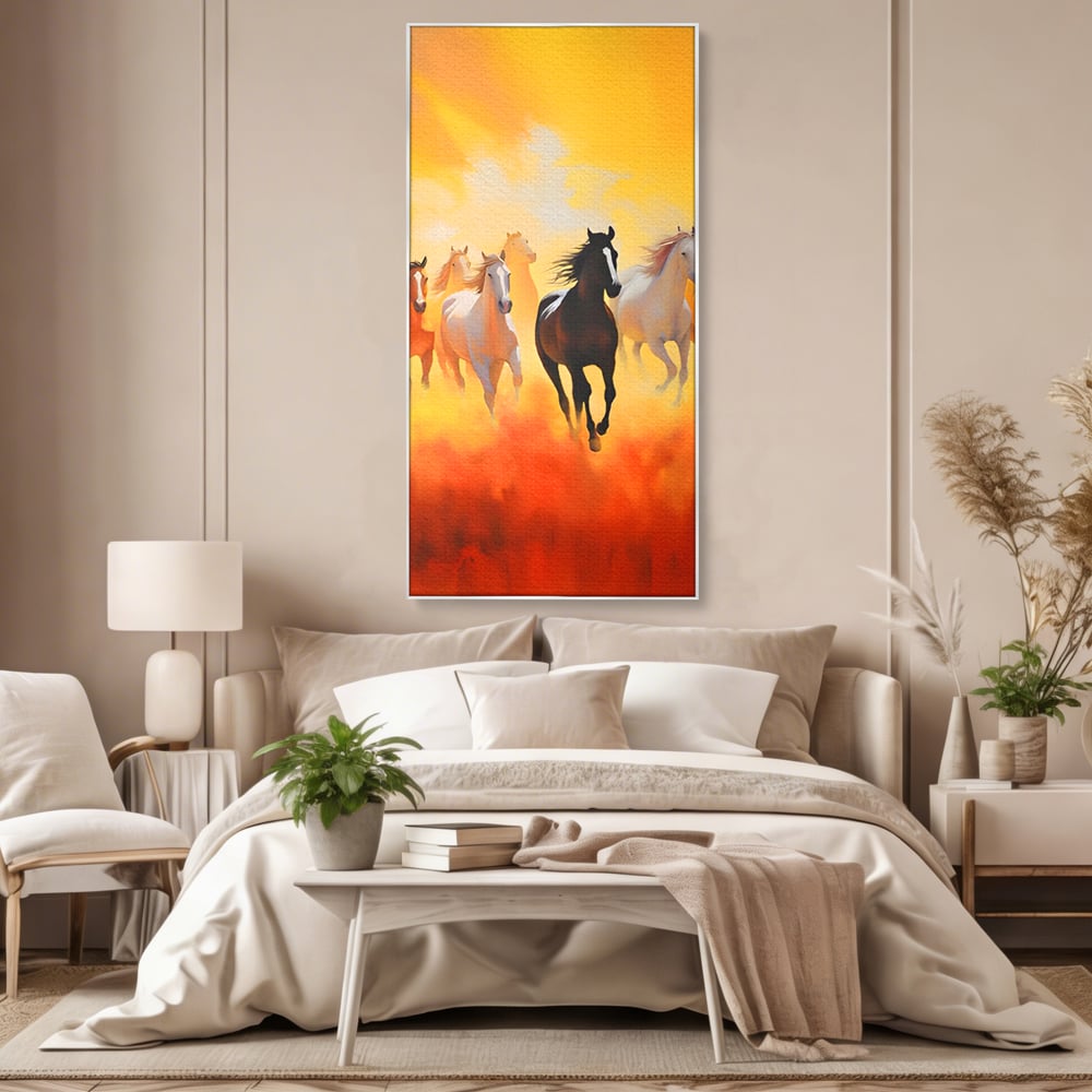 Leinwandbilder Leinwand Premium LuxCanva® C1170, Wilde und freie Pferde, Farben, Natur, Tiere, Freiheit, Wohnzimmer, Kinderzimmer, entspannend, kräftige Farben