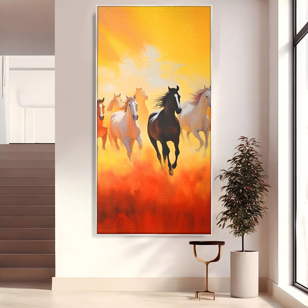 Leinwandbilder Leinwand Premium LuxCanva® C1170, Wilde und freie Pferde, Farben, Natur, Tiere, Freiheit, Wohnzimmer, Kinderzimmer, entspannend, kräftige Farben