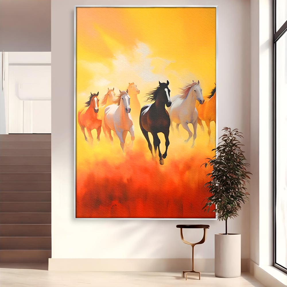 Leinwandbilder Leinwand Premium LuxCanva® C1170, Wilde und freie Pferde, Farben, Natur, Tiere, Freiheit, Wohnzimmer, Kinderzimmer, entspannend, kräftige Farben