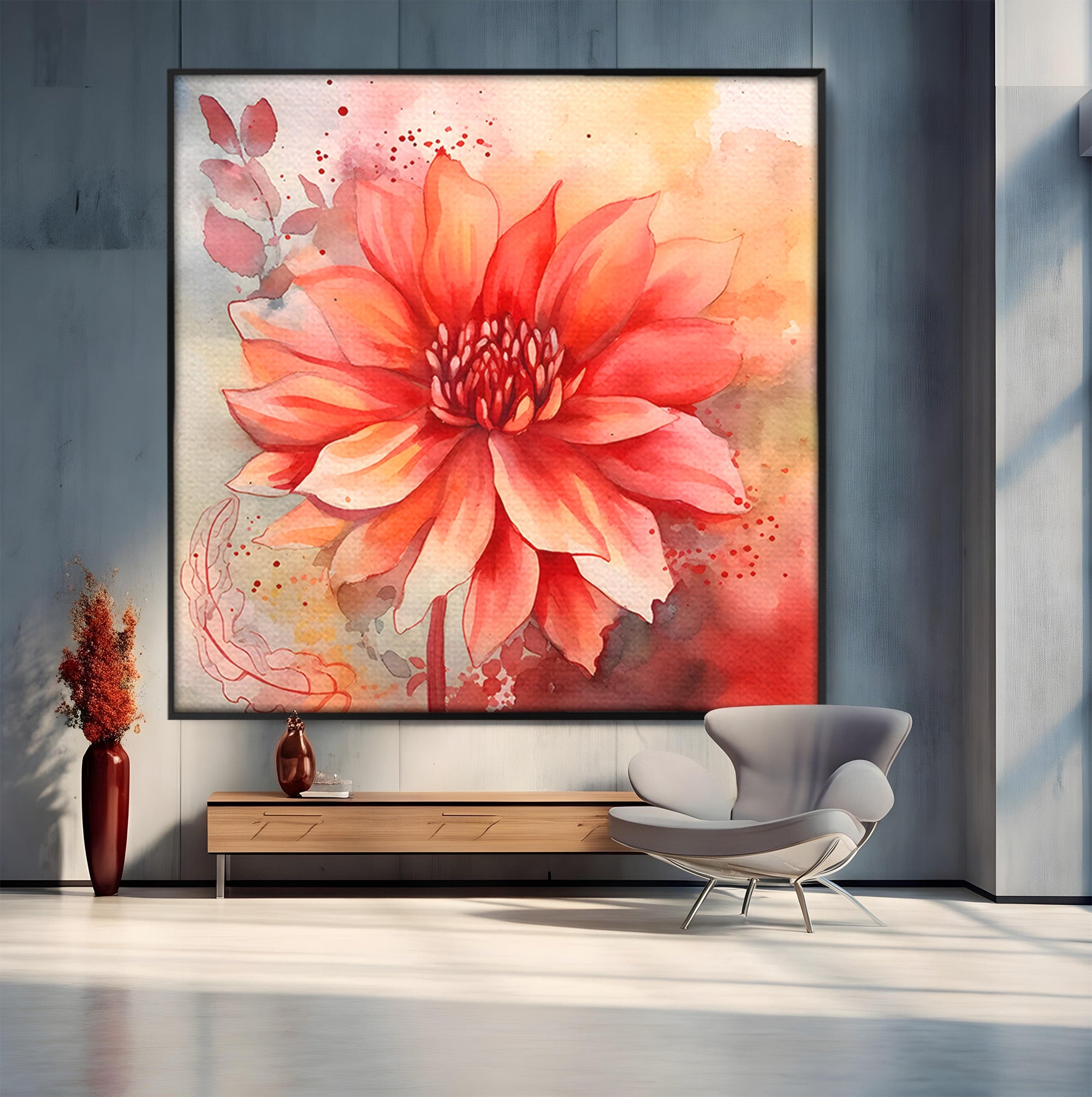 Tablou Canvas Premium LuxCanva® C1172, Floare De Foc, Floare, Arta Abstracta, Natura, Dormitor, Living, Culori Vibrante