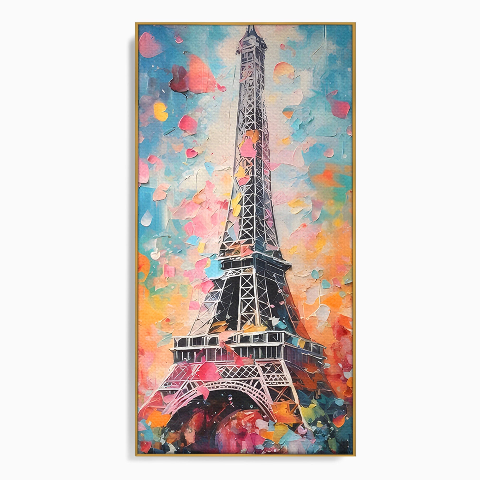 Tablou Canvas Premium LuxCanva® C1175, Turnul Eiffel Primavaratic, Turnul Eiffel, Primavara, Paris, Flori, Living, Culori Vibrante