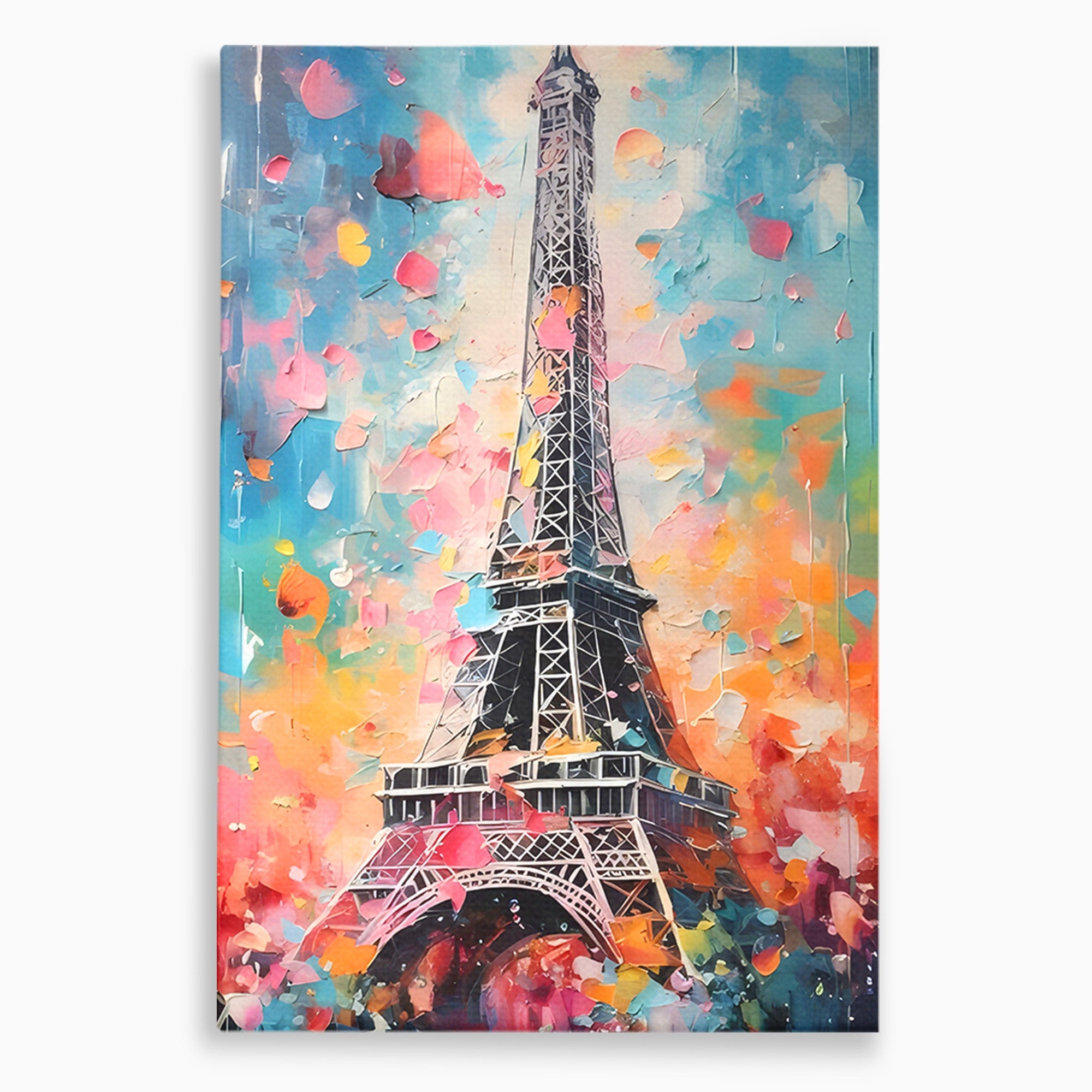 Tablou Canvas Premium LuxCanva® C1175, Turnul Eiffel Primavaratic, Turnul Eiffel, Primavara, Paris, Flori, Living, Culori Vibrante