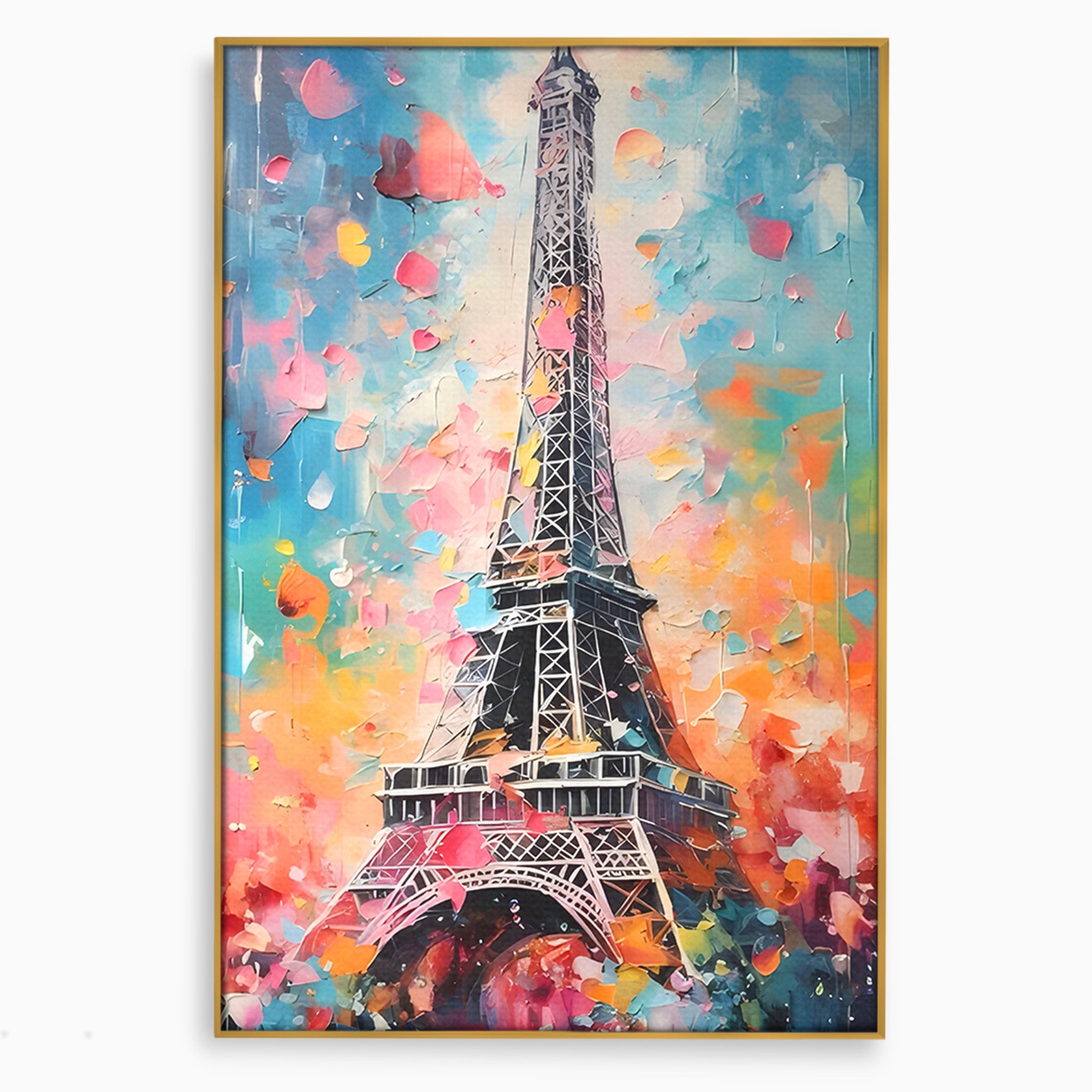 Tablou Canvas Premium LuxCanva® C1175, Turnul Eiffel Primavaratic, Turnul Eiffel, Primavara, Paris, Flori, Living, Culori Vibrante