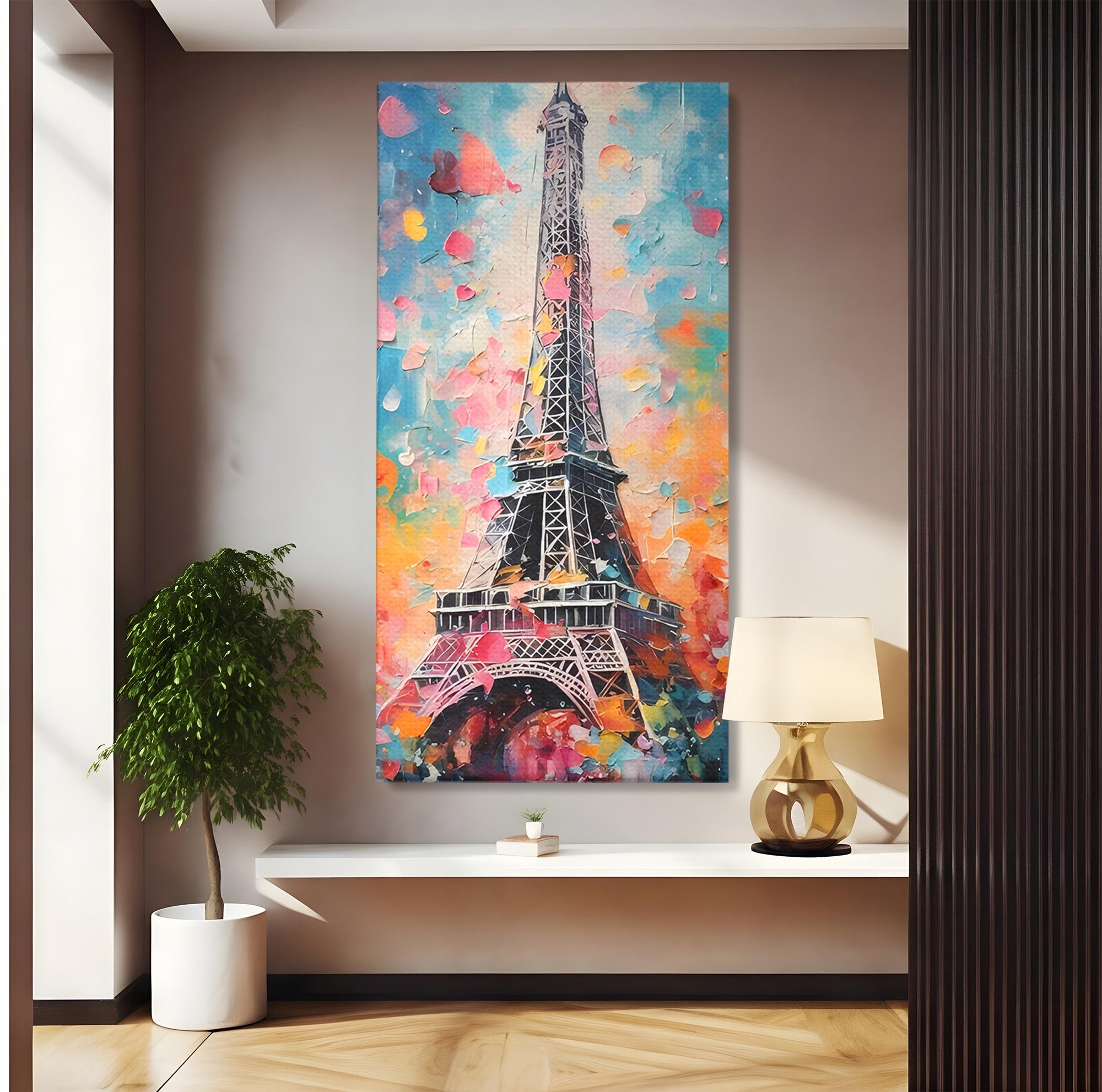 Tablou Canvas Premium LuxCanva® C1175, Turnul Eiffel Primavaratic, Turnul Eiffel, Primavara, Paris, Flori, Living, Culori Vibrante