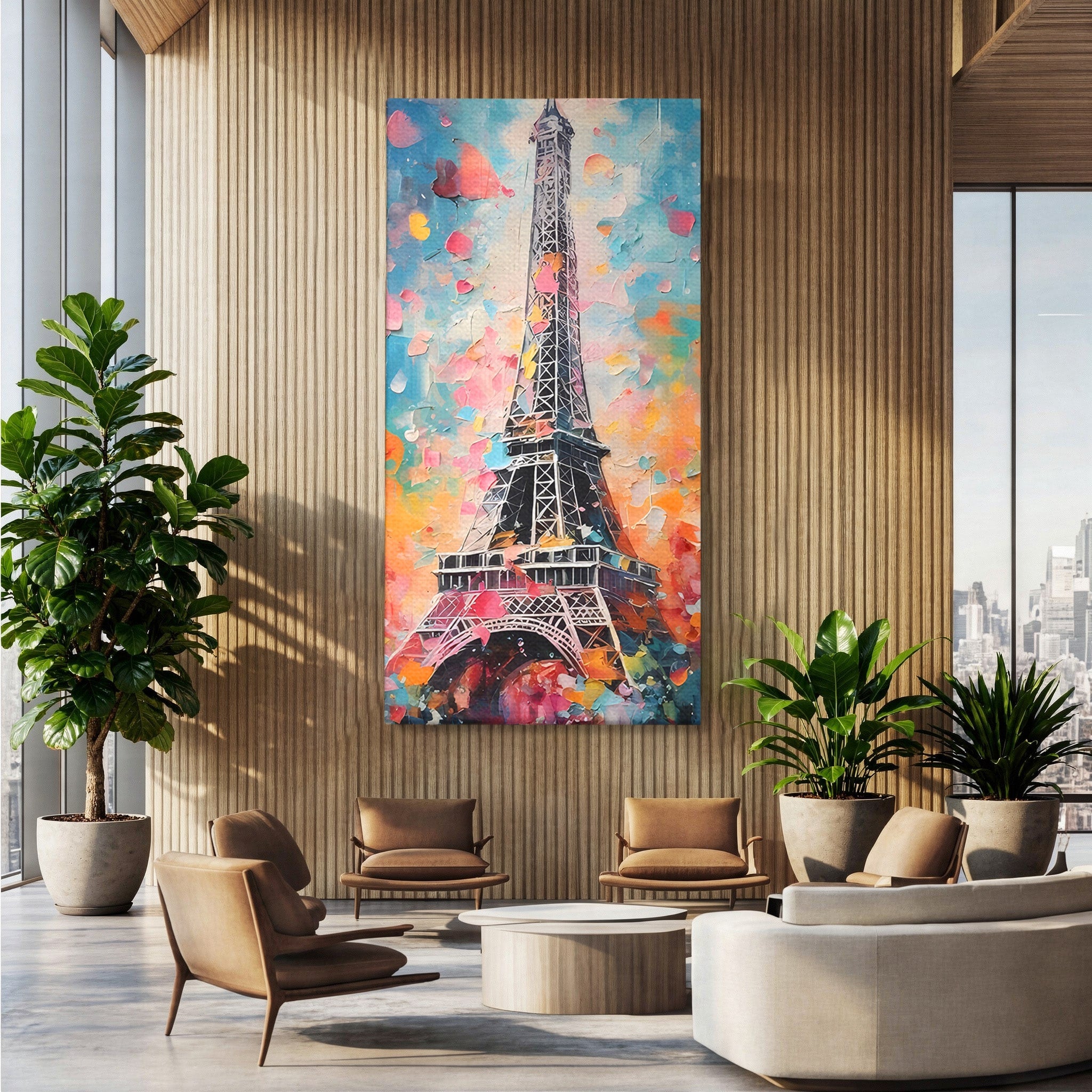 Tablou Canvas Premium LuxCanva® C1175, Turnul Eiffel Primavaratic, Turnul Eiffel, Primavara, Paris, Flori, Living, Culori Vibrante