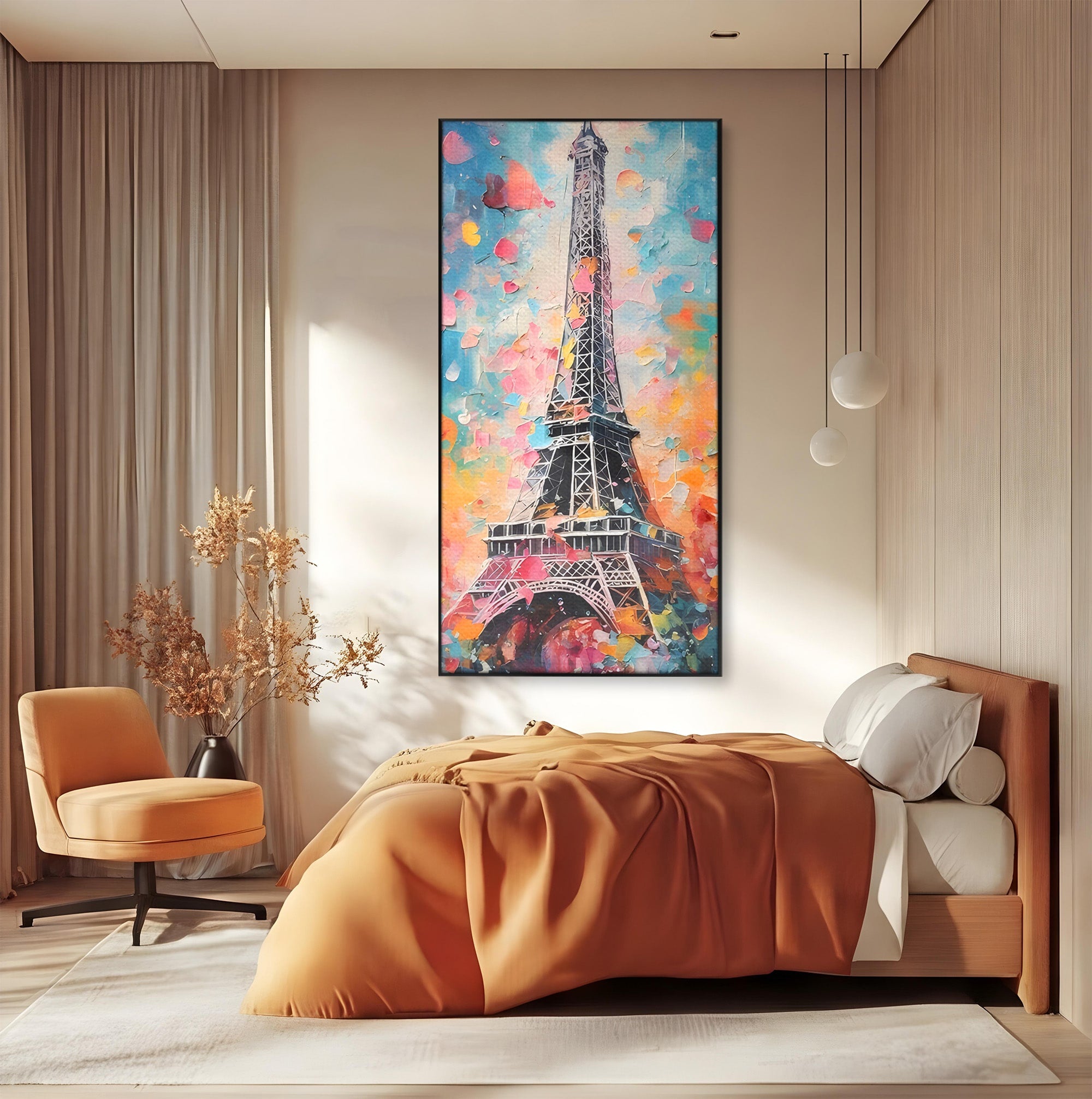 Tablou Canvas Premium LuxCanva® C1175, Turnul Eiffel Primavaratic, Turnul Eiffel, Primavara, Paris, Flori, Living, Culori Vibrante