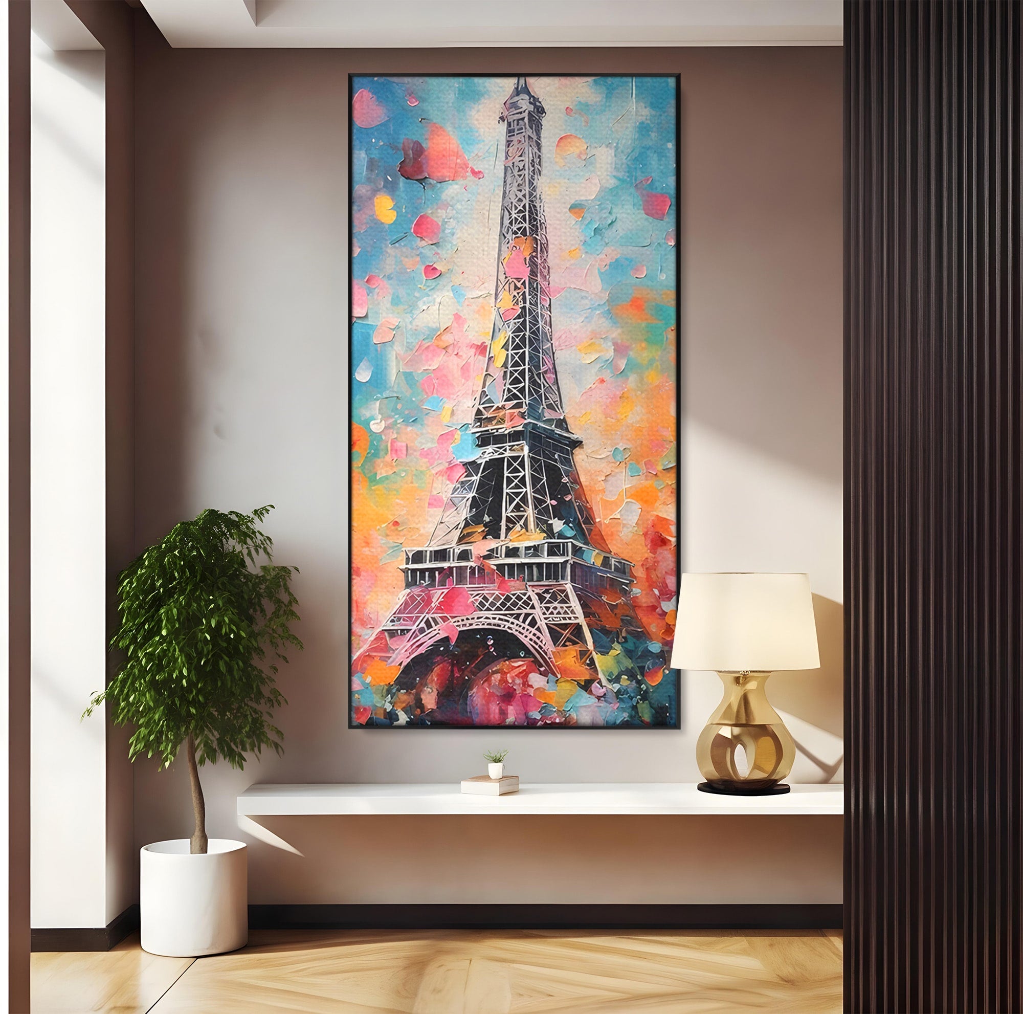 Tablou Canvas Premium LuxCanva® C1175, Turnul Eiffel Primavaratic, Turnul Eiffel, Primavara, Paris, Flori, Living, Culori Vibrante