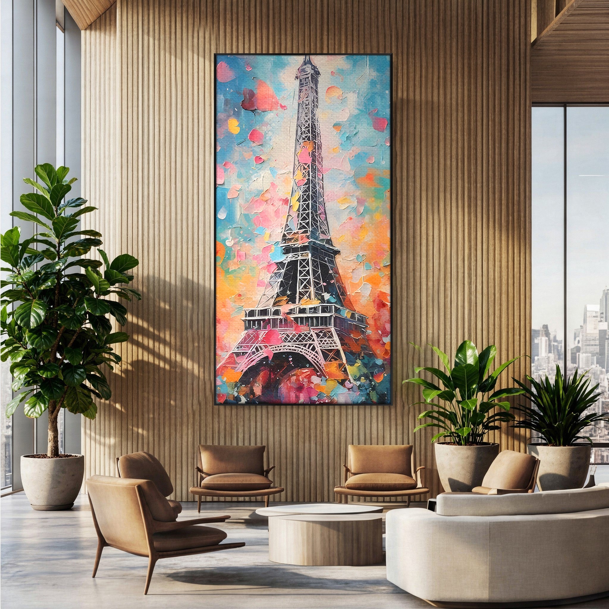 Tablou Canvas Premium LuxCanva® C1175, Turnul Eiffel Primavaratic, Turnul Eiffel, Primavara, Paris, Flori, Living, Culori Vibrante