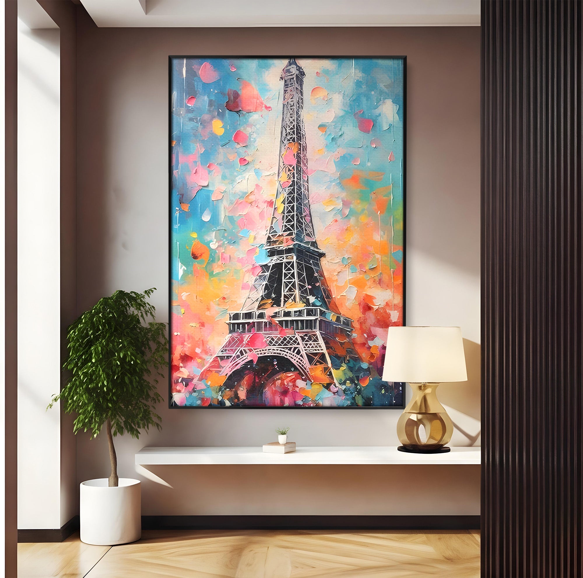 Tablou Canvas Premium LuxCanva® C1175, Turnul Eiffel Primavaratic, Turnul Eiffel, Primavara, Paris, Flori, Living, Culori Vibrante