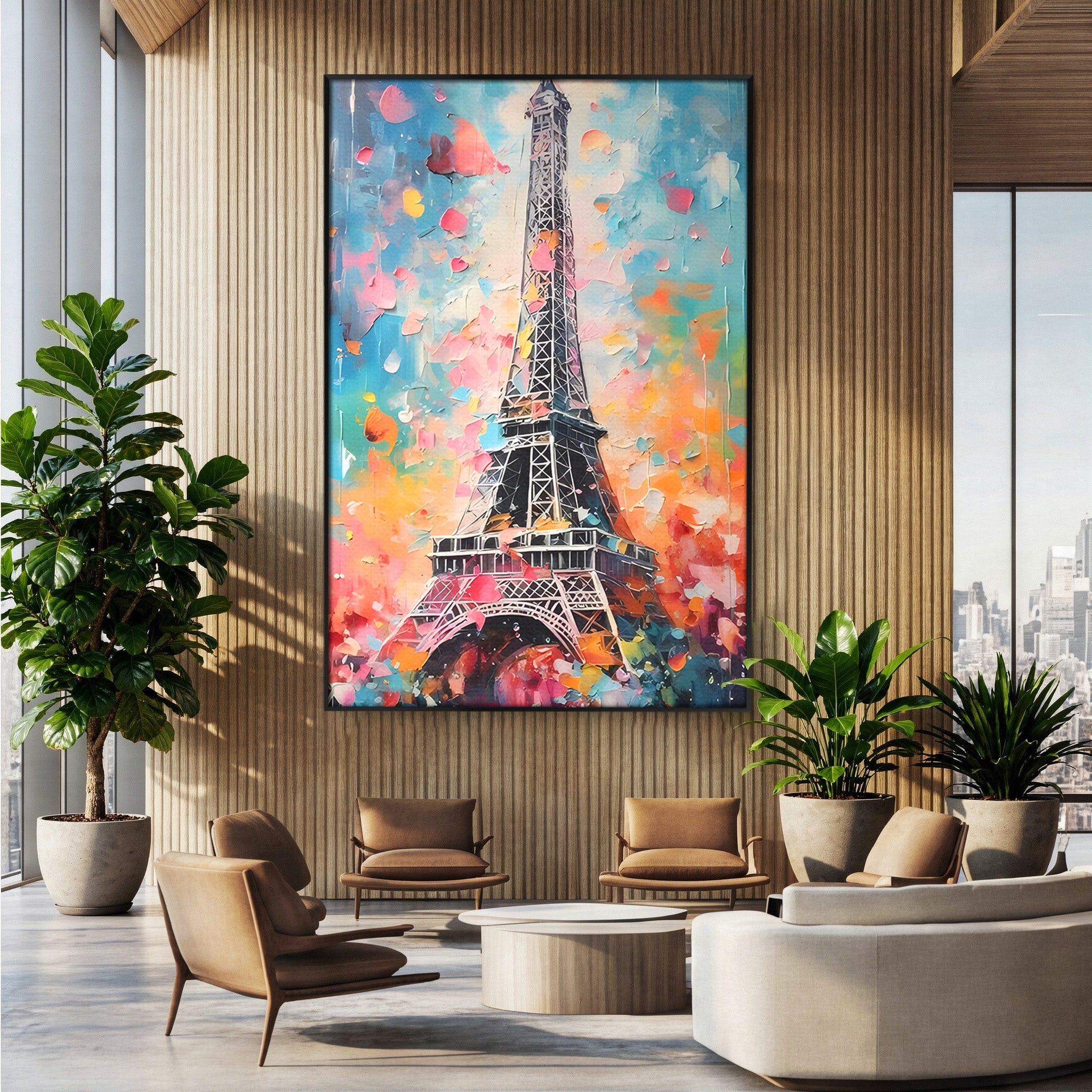Tablou Canvas Premium LuxCanva® C1175, Turnul Eiffel Primavaratic, Turnul Eiffel, Primavara, Paris, Flori, Living, Culori Vibrante