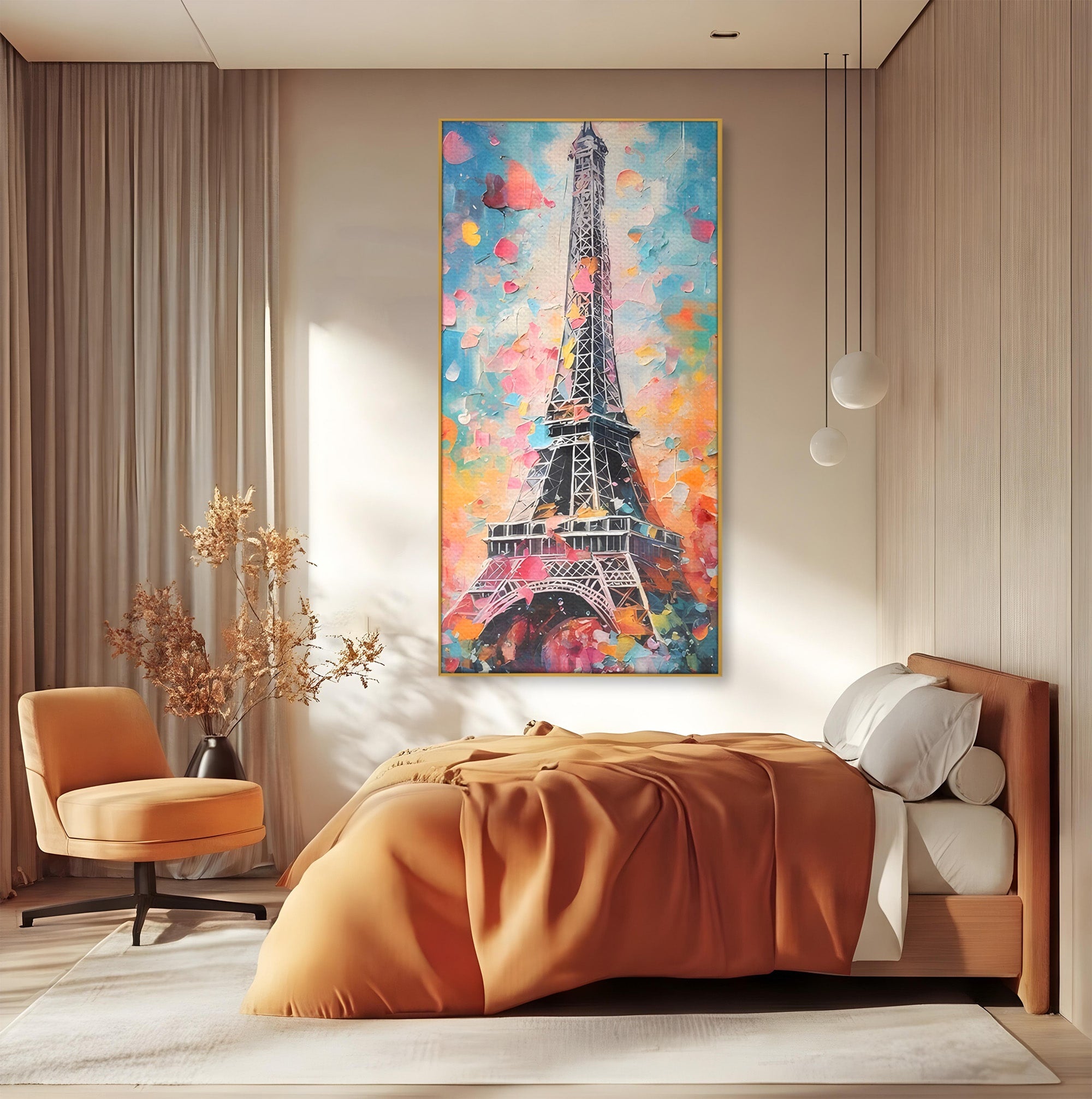 Tablou Canvas Premium LuxCanva® C1175, Turnul Eiffel Primavaratic, Turnul Eiffel, Primavara, Paris, Flori, Living, Culori Vibrante