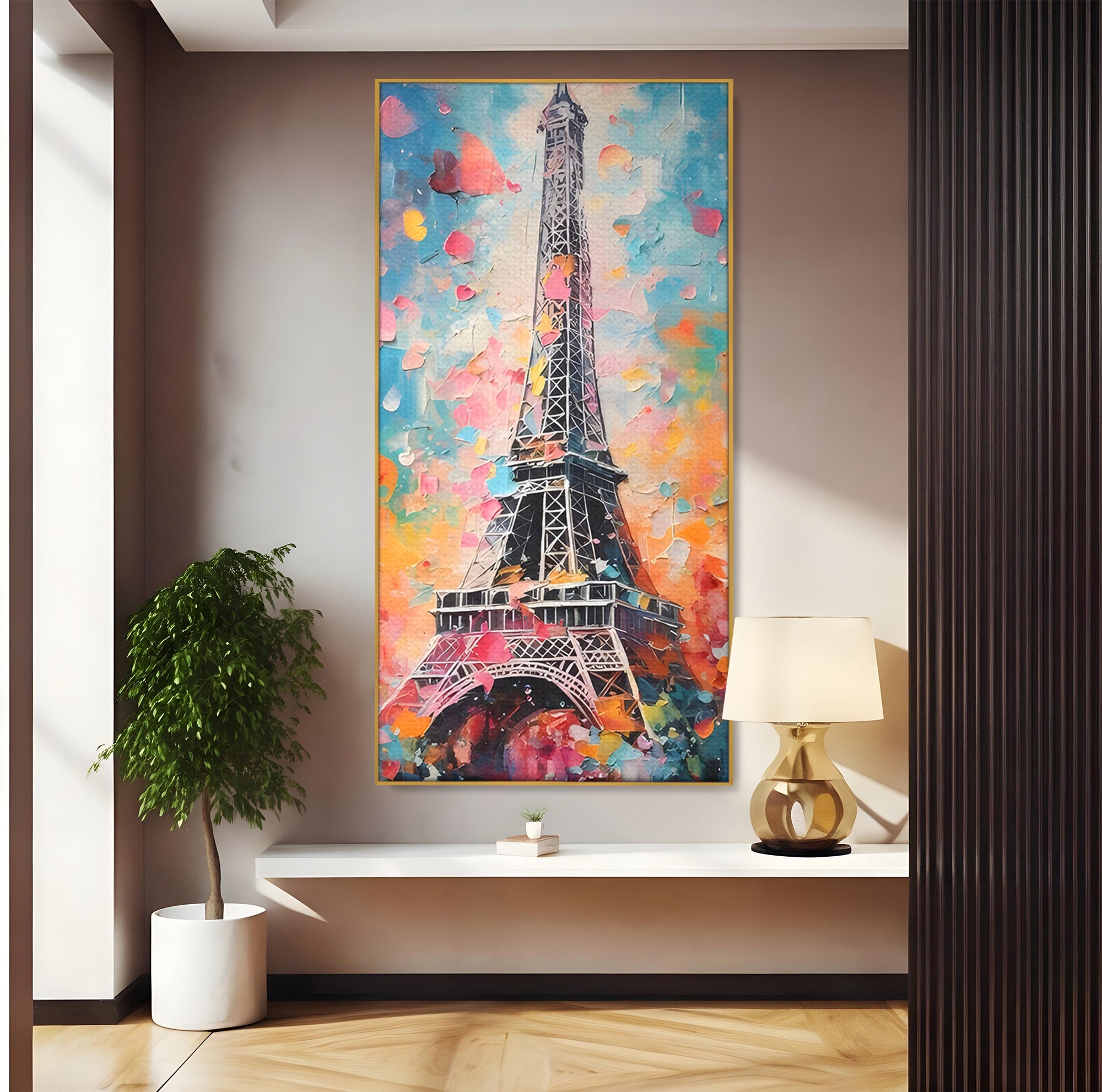 Tablou Canvas Premium LuxCanva® C1175, Turnul Eiffel Primavaratic, Turnul Eiffel, Primavara, Paris, Flori, Living, Culori Vibrante