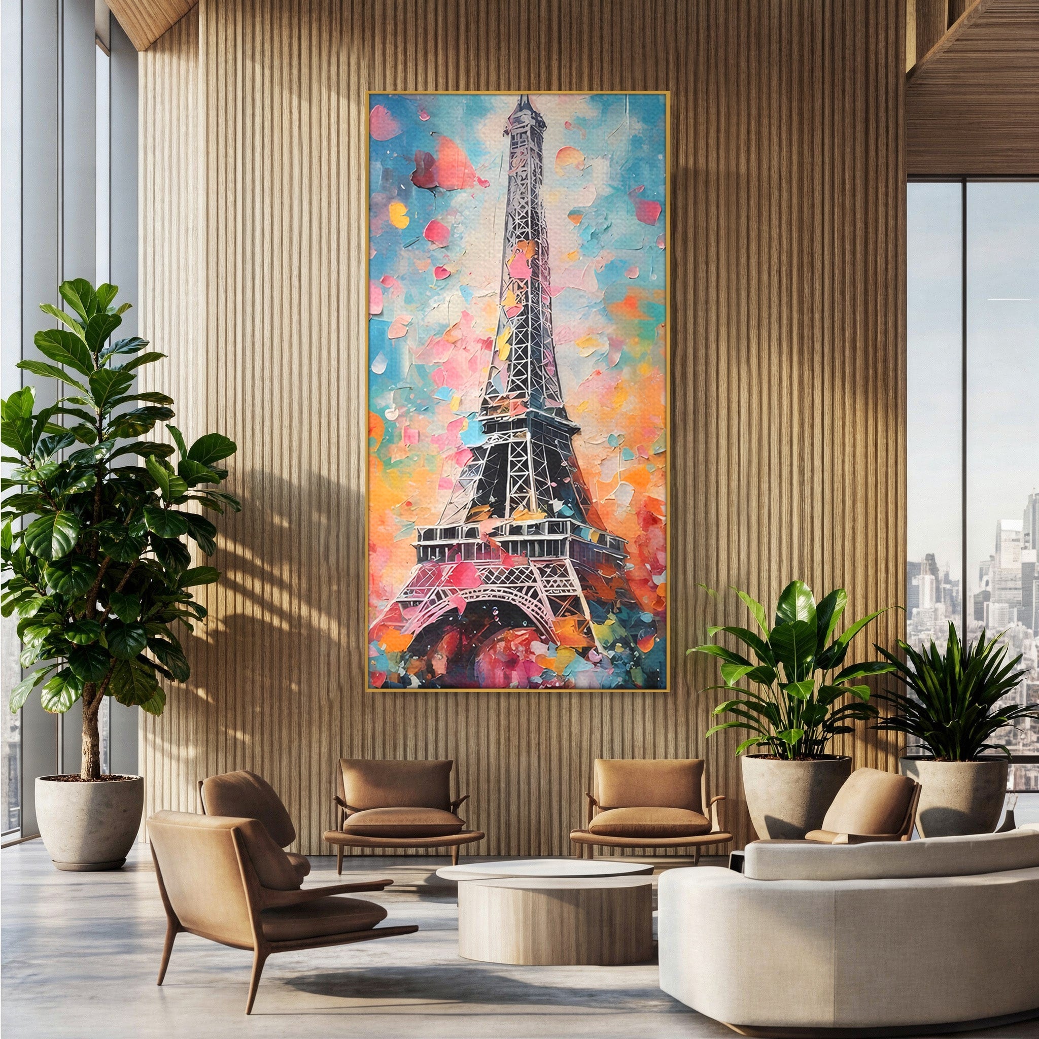 Tablou Canvas Premium LuxCanva® C1175, Turnul Eiffel Primavaratic, Turnul Eiffel, Primavara, Paris, Flori, Living, Culori Vibrante
