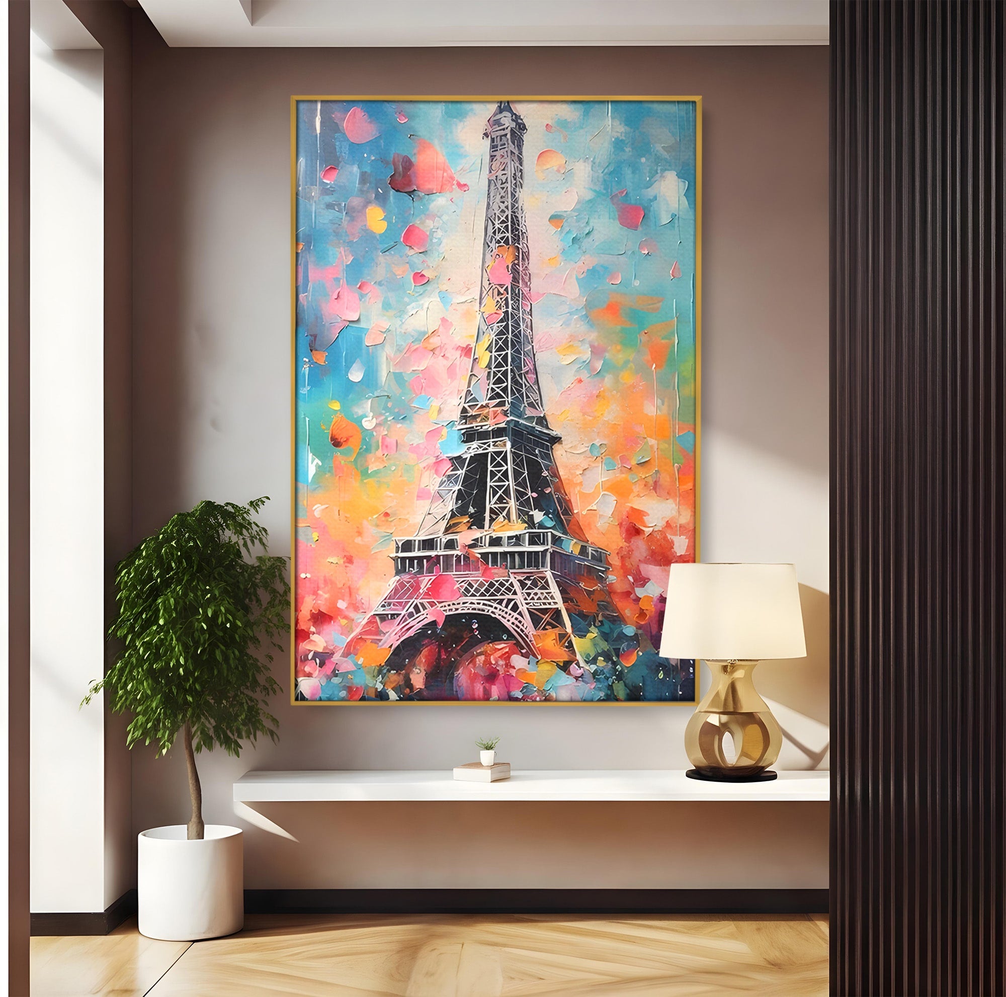 Tablou Canvas Premium LuxCanva® C1175, Turnul Eiffel Primavaratic, Turnul Eiffel, Primavara, Paris, Flori, Living, Culori Vibrante