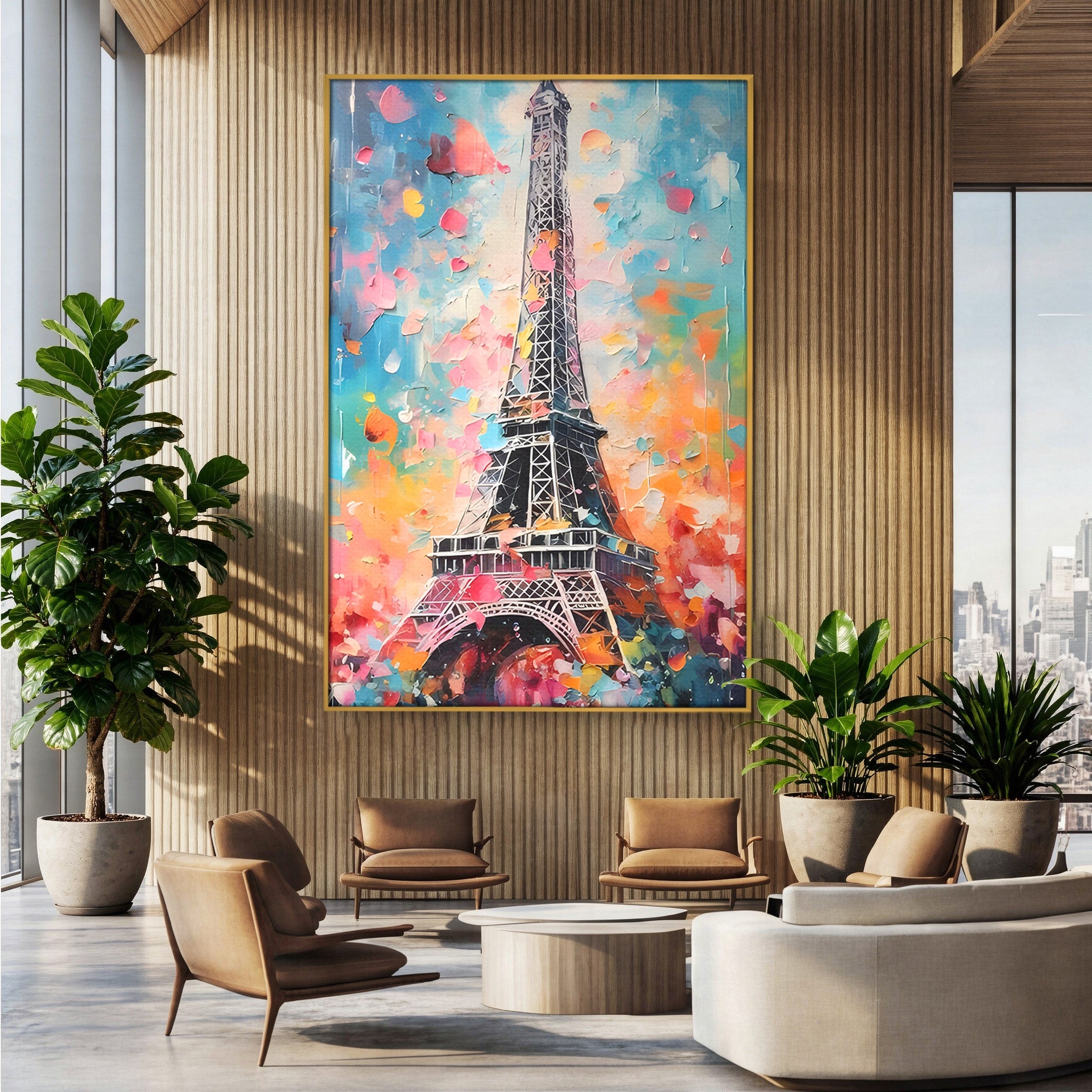 Tablou Canvas Premium LuxCanva® C1175, Turnul Eiffel Primavaratic, Turnul Eiffel, Primavara, Paris, Flori, Living, Culori Vibrante