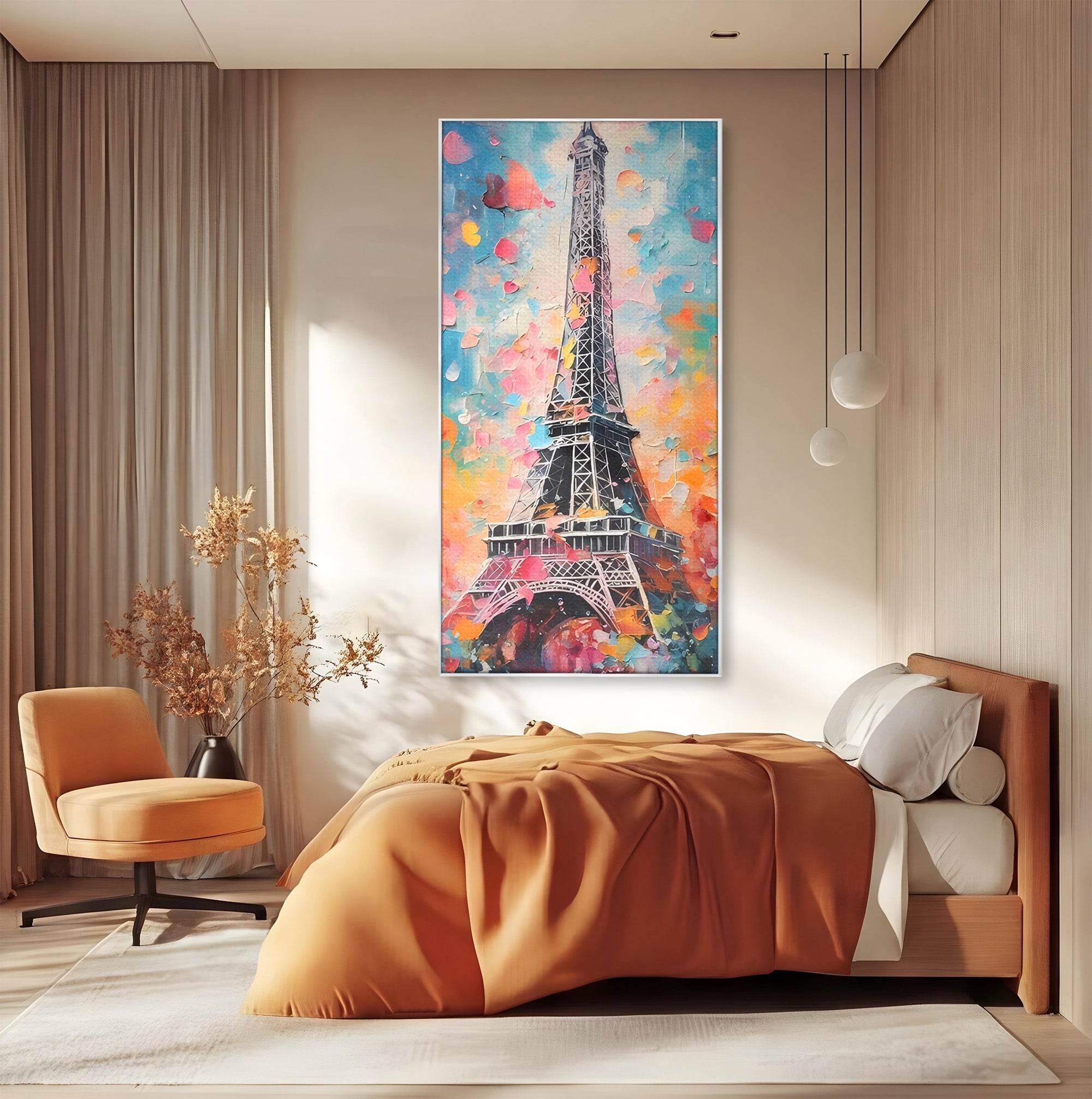 Tablou Canvas Premium LuxCanva® C1175, Turnul Eiffel Primavaratic, Turnul Eiffel, Primavara, Paris, Flori, Living, Culori Vibrante