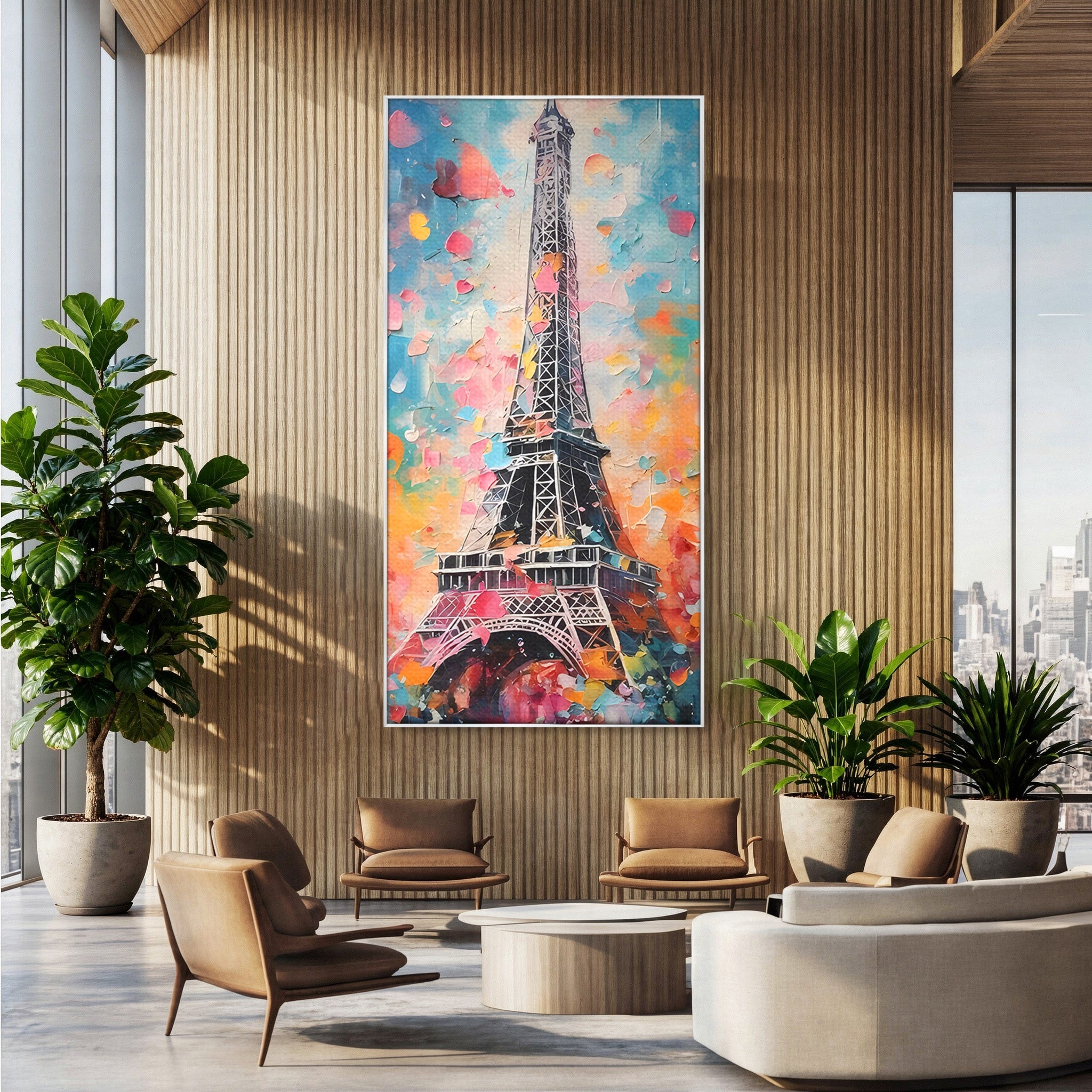 Tablou Canvas Premium LuxCanva® C1175, Turnul Eiffel Primavaratic, Turnul Eiffel, Primavara, Paris, Flori, Living, Culori Vibrante