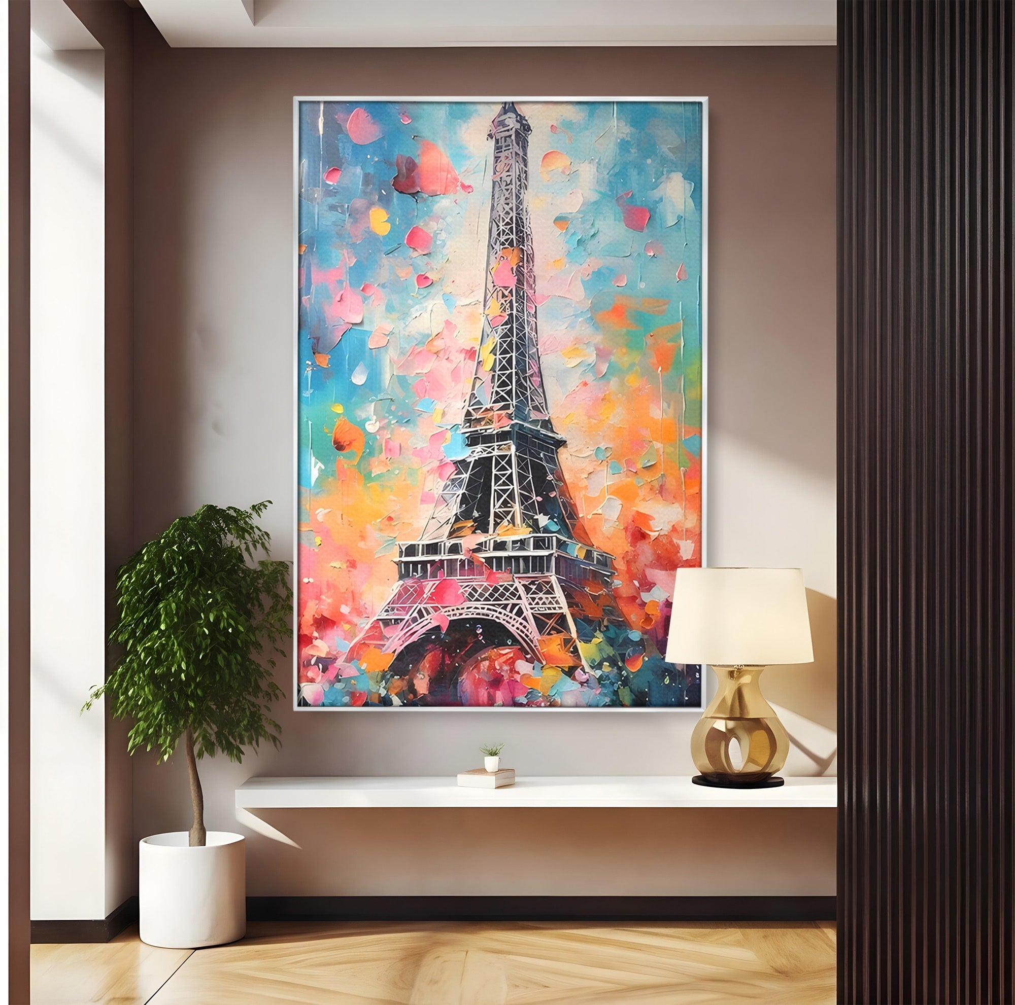 Tablou Canvas Premium LuxCanva® C1175, Turnul Eiffel Primavaratic, Turnul Eiffel, Primavara, Paris, Flori, Living, Culori Vibrante