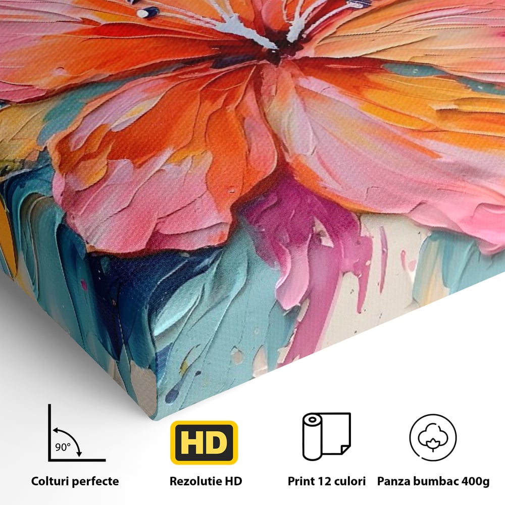 Tablou Canvas Premium LuxCanva® C1176, Floare Multicolora , Natura, Decorativ, Living Room, Culori Vibrante