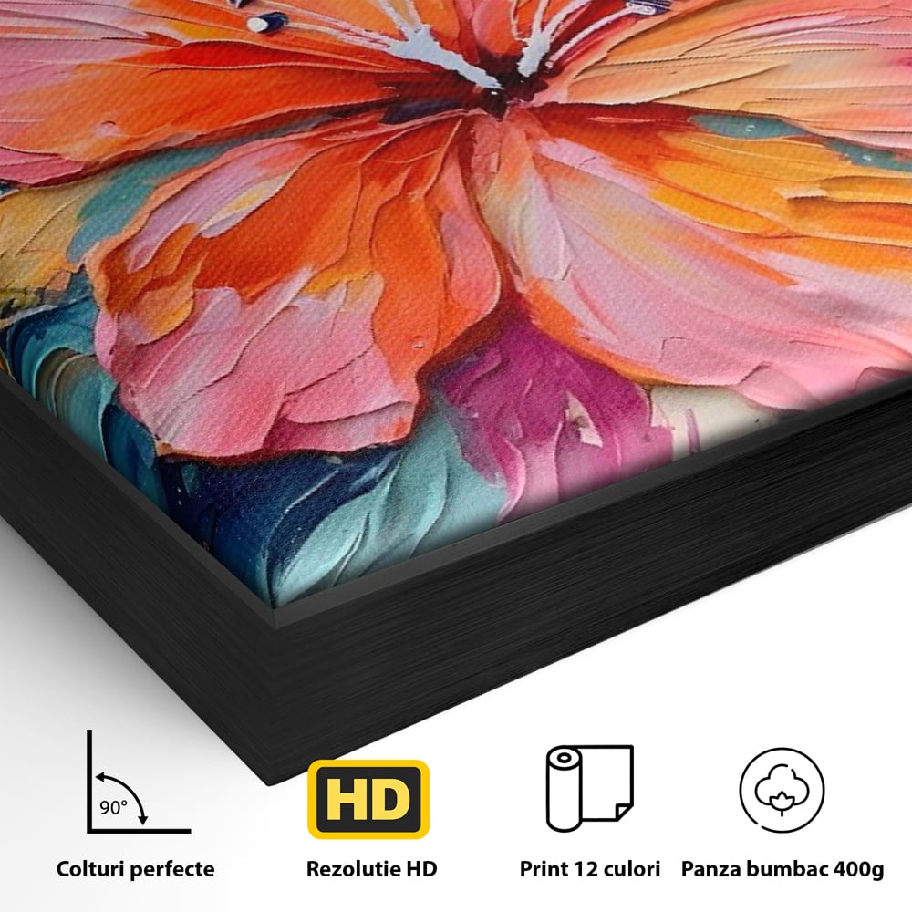 Tablou Canvas Premium LuxCanva® C1176, Floare Multicolora , Natura, Decorativ, Living Room, Culori Vibrante