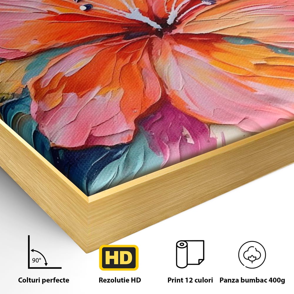 Tablou Canvas Premium LuxCanva® C1176, Floare Multicolora , Natura, Decorativ, Living Room, Culori Vibrante