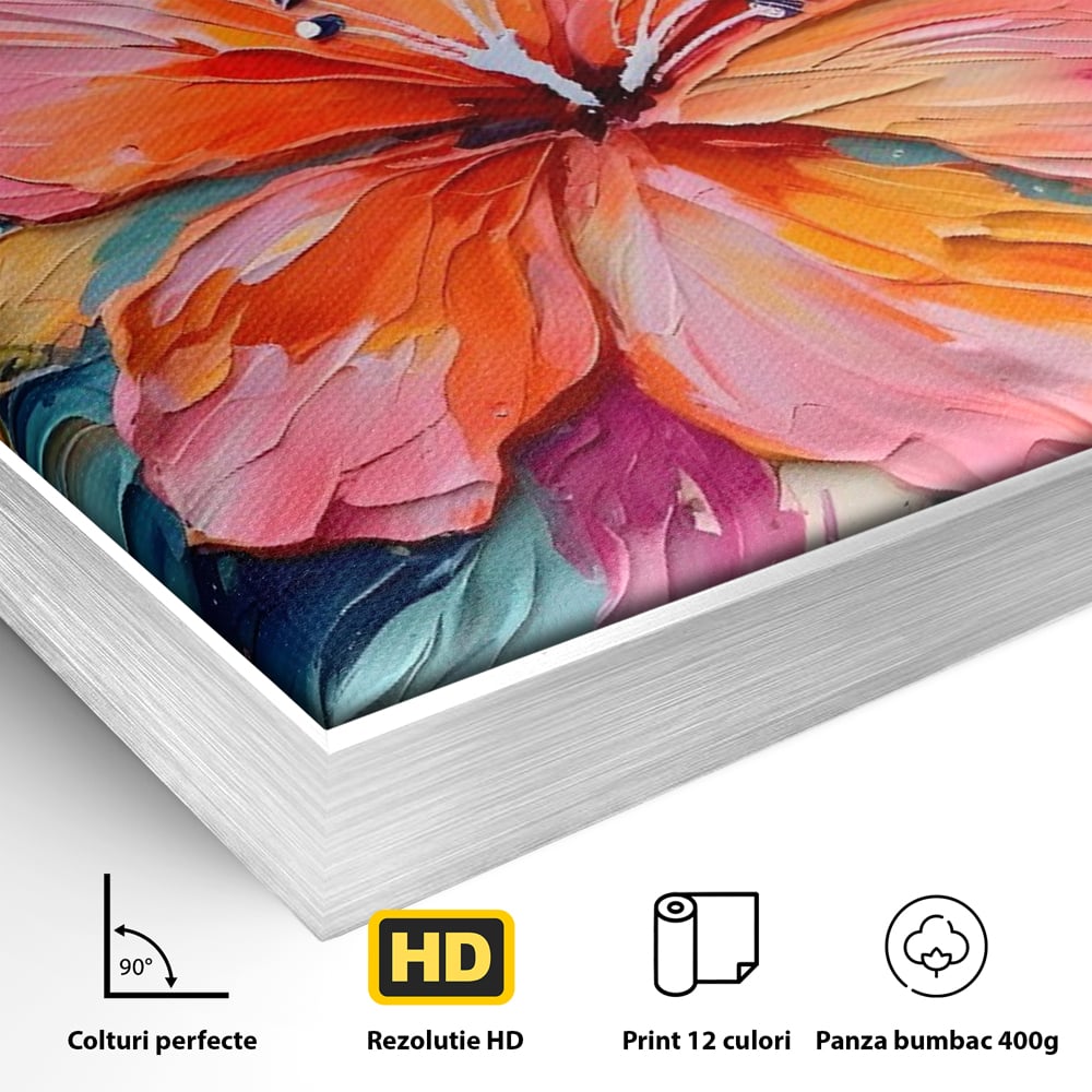 Tablou Canvas Premium LuxCanva® C1176, Floare Multicolora , Natura, Decorativ, Living Room, Culori Vibrante