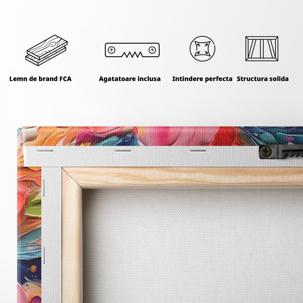 Tablou Canvas Premium LuxCanva® C1176, Floare Multicolora , Natura, Decorativ, Living Room, Culori Vibrante