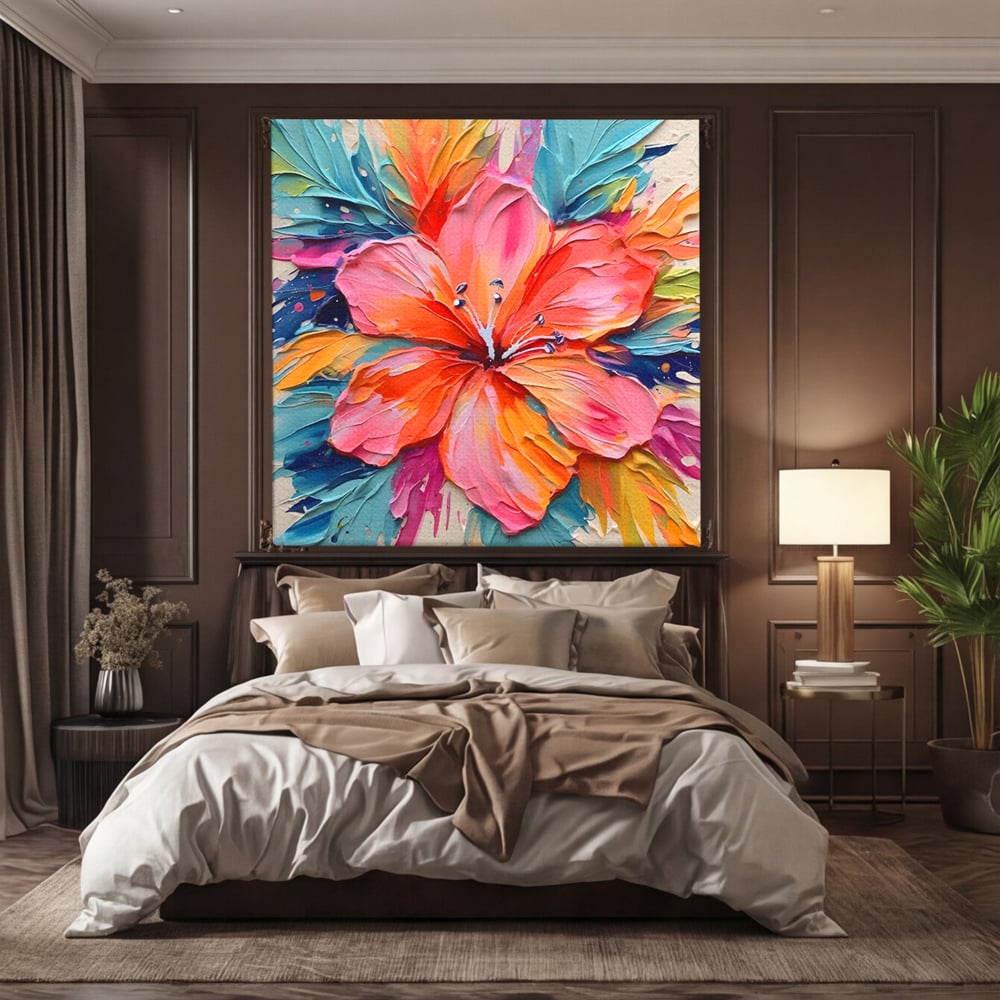 Tablou Canvas Premium LuxCanva® C1176, Floare Multicolora , Natura, Decorativ, Living Room, Culori Vibrante