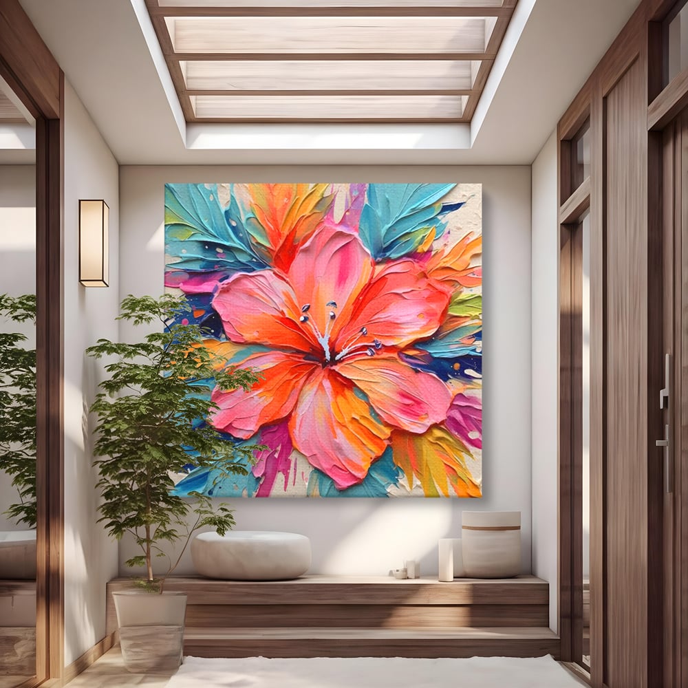 Tablou Canvas Premium LuxCanva® C1176, Floare Multicolora , Natura, Decorativ, Living Room, Culori Vibrante