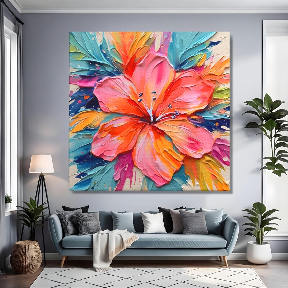 Tablou Canvas Premium LuxCanva® C1176, Floare Multicolora , Natura, Decorativ, Living Room, Culori Vibrante