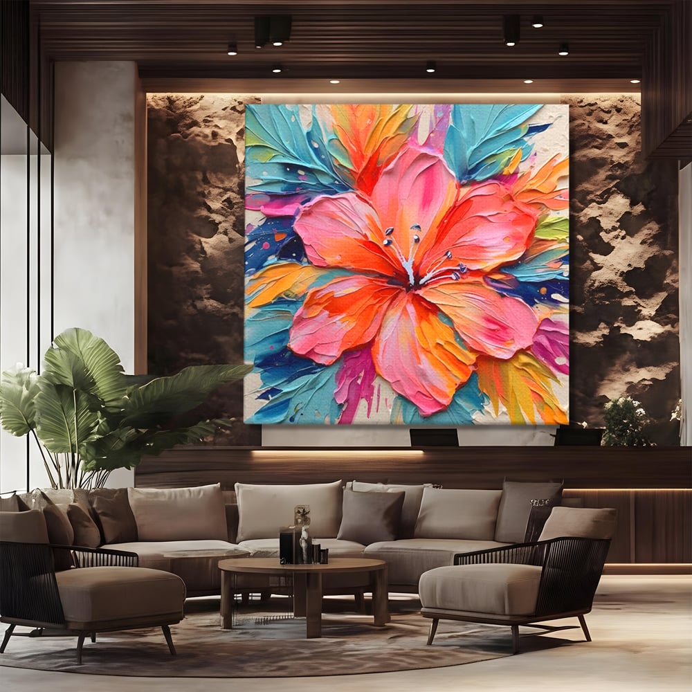 Tablou Canvas Premium LuxCanva® C1176, Floare Multicolora , Natura, Decorativ, Living Room, Culori Vibrante