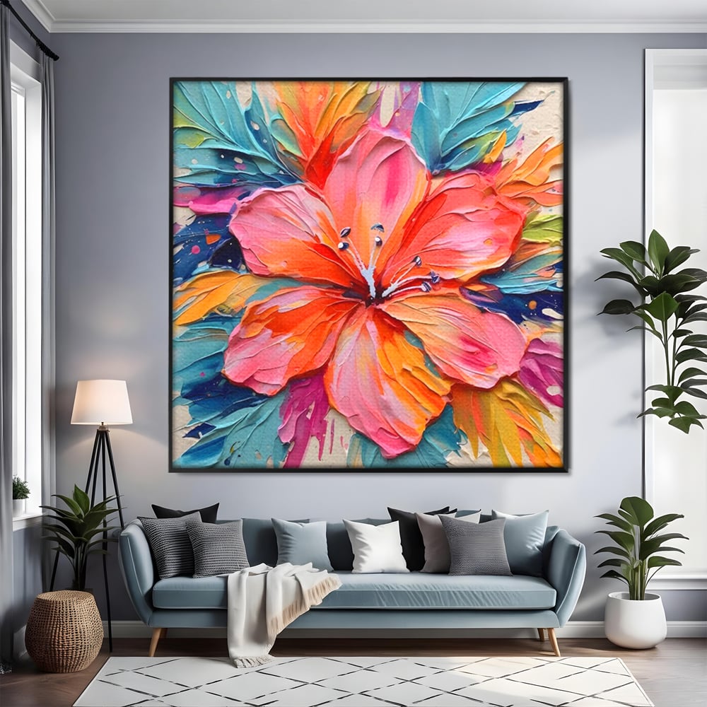 Tablou Canvas Premium LuxCanva® C1176, Floare Multicolora , Natura, Decorativ, Living Room, Culori Vibrante